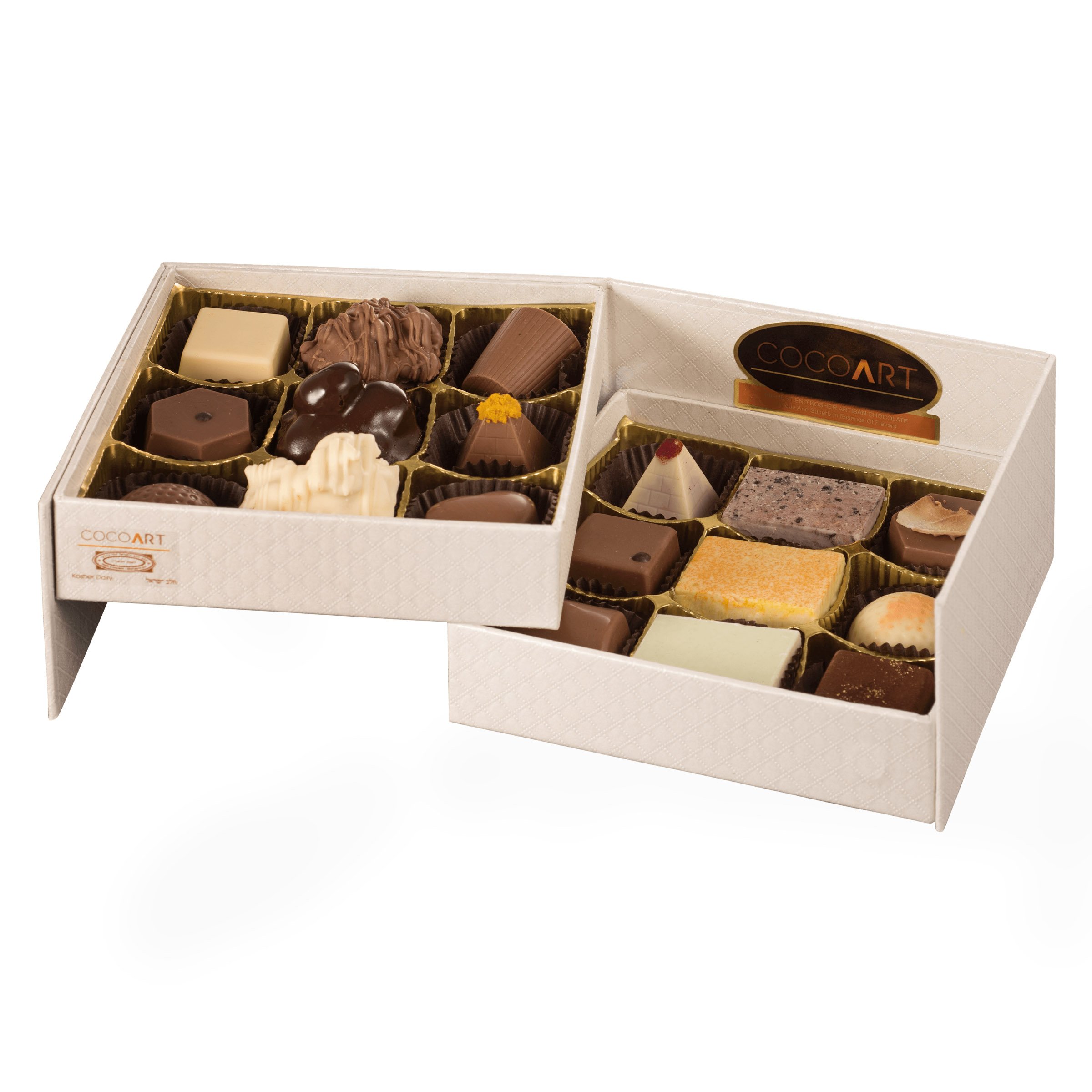 Gourmet Chocolate Gift Basket Deluxe - Assorted - (2 Tier 18 Pieces)