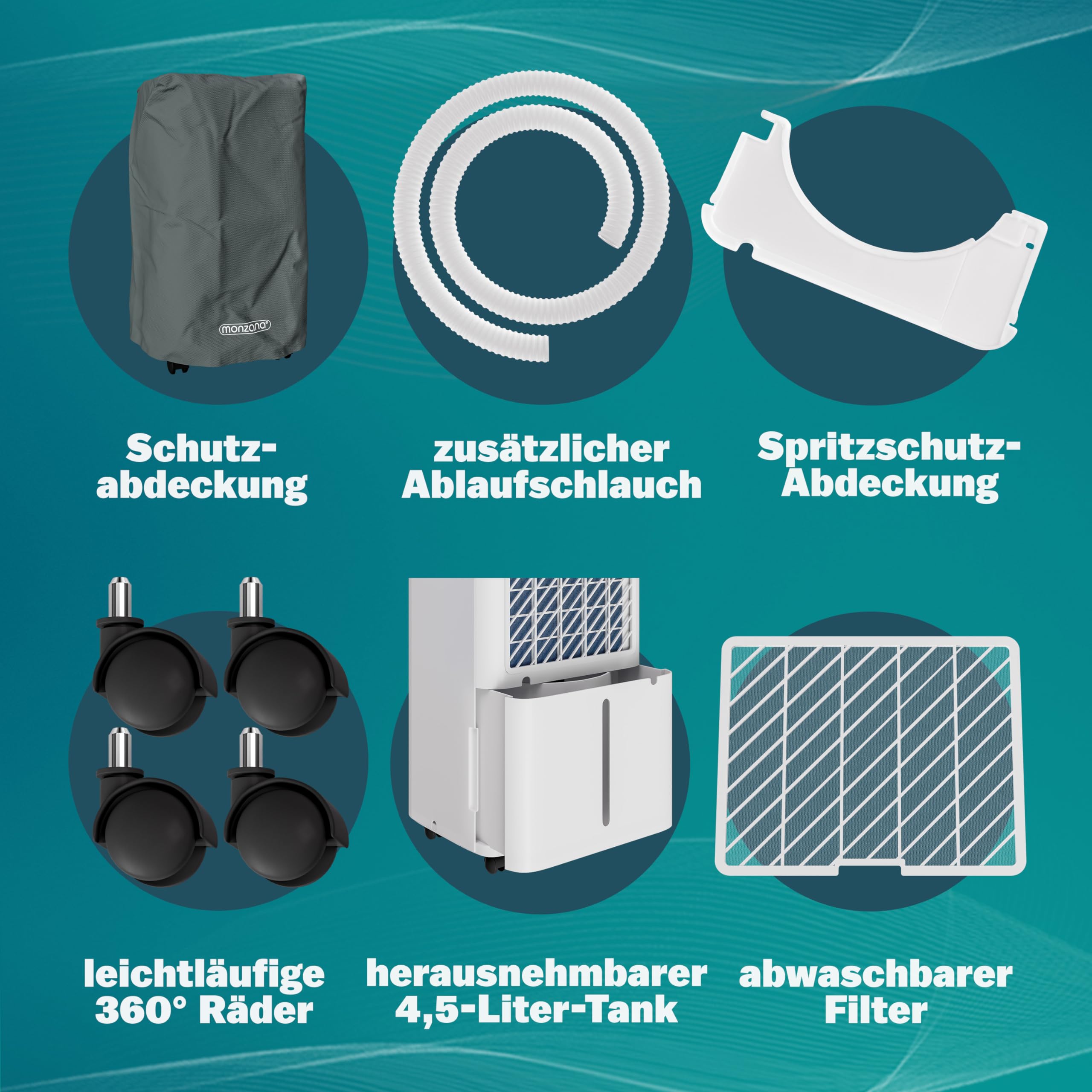 MONZANA® Luftentfeuchter elektrisch 20-30m² 20L/Tag LED-Display 24-Std-Timer Raumentfeuchter Bad Wohnung Wifi Smart Home App Luftreiniger Allergiker