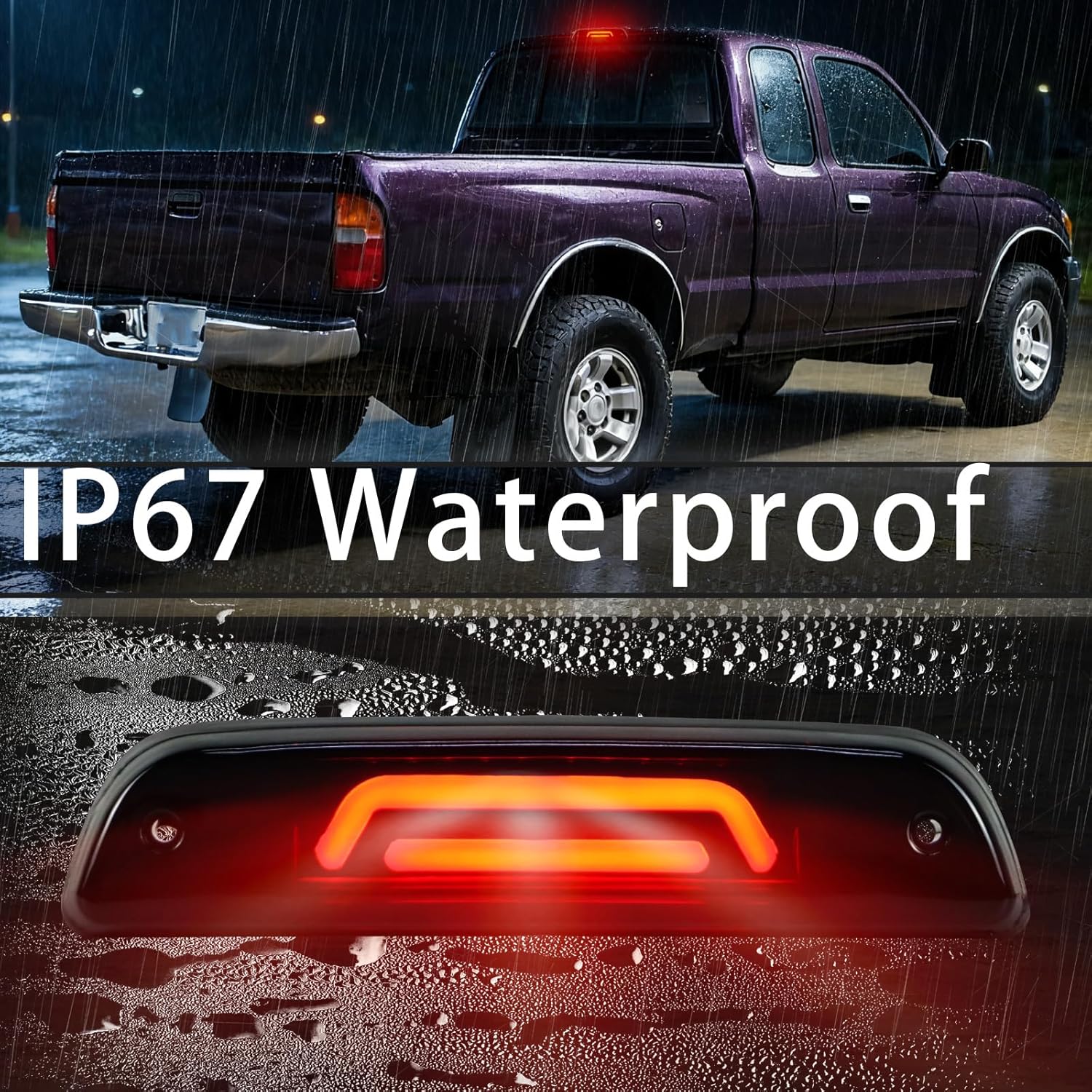LED 3rd Brake Light Center High Mount Stop Lamp Replacement - Compatible with 1995-2016 Toyota Tacoma Cargo Lights