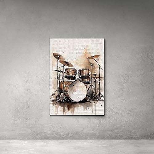 Miniatura 4 de Drummer Canvas Wall Art, Drum Set Watercolor Art Drummer Home Decor Ready to Hang Drummer, Canvas Wall Art Music Studio Art, Modern Art, Print