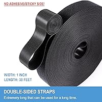 Vista 2 de Rollo de gancho y bucle de 1 pulgada x 30 pies Tiras de doble cara, correas de autoagarre Sujetadores de envoltura multiusos reutilizables