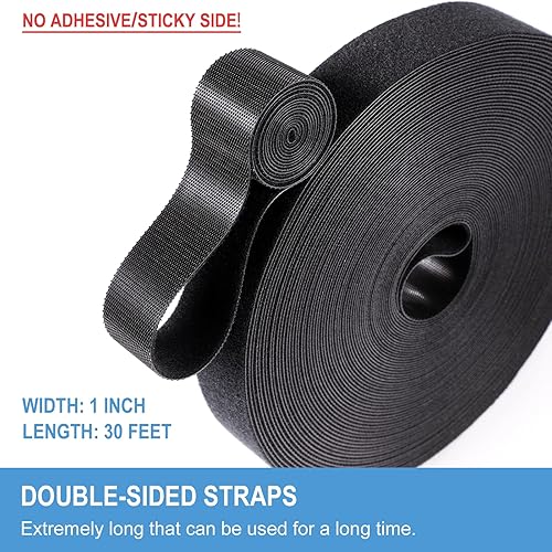 Miniatura 2 de Rollo de gancho y bucle de 1 pulgada x 30 pies  Tiras de doble cara, correas de autoagarre  Sujetadores multiusos reutilizables para el hogar,