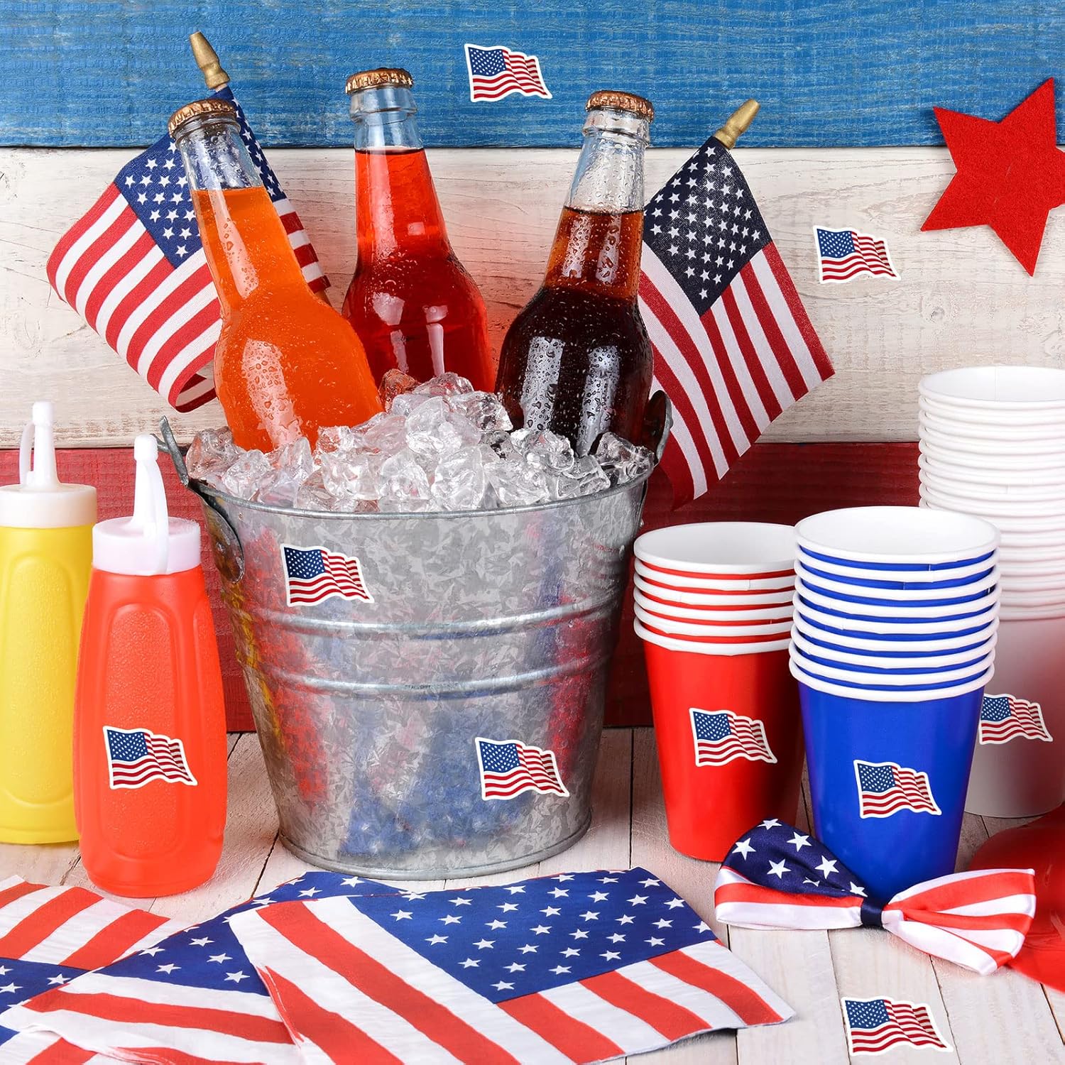 Whaline 1000Pcs American Flag Stickers Patriotic USA Flag Sticker 4th of July Red White and Blue Seal-Adhesive Seals Labels Stickers for Independence Day Memorial Day Kids Reward Card Envelope Gift - Image 6