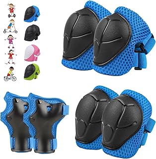 WayEee 6PCS Kids Protective Gear Set, Knee Pads for Kids 3-14 Years Old, Toddler Knee Pads and Elbow Pads, Wrist Guards Set, Skating Cycling Bike Rollerblading Scooter, Upgraded & Durable Material