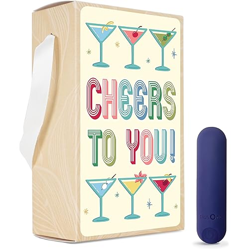 plusOne Bullet Vibrator for Women - Mini Vibrator Made of Body-Safe Silicone, Fully Waterproof, USB Rechargeable - Holiday Giftbox 'Cheers to You'