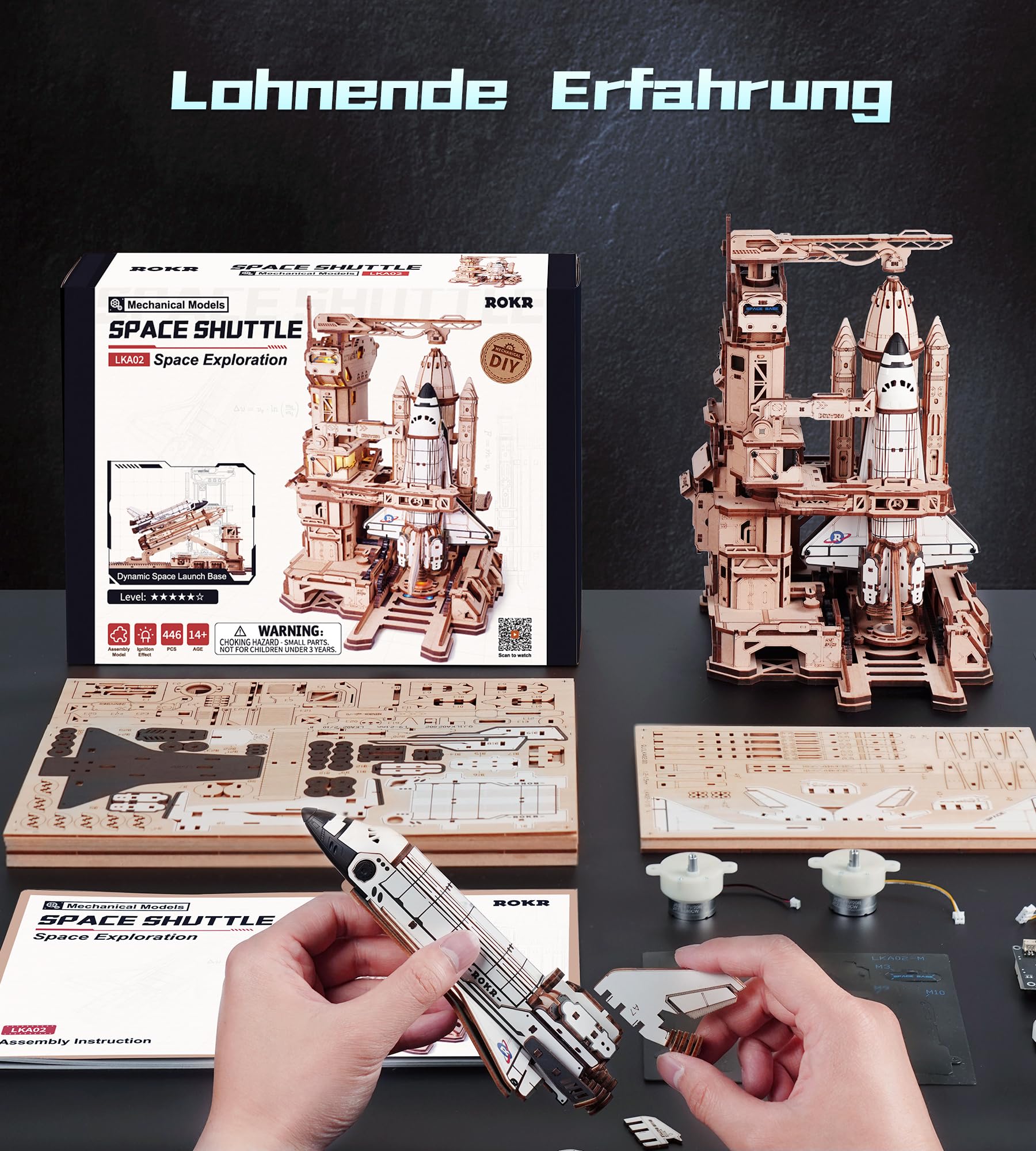 ROKR 3D Holzpuzzle Erwachsene Raumfähren Modellbausatz STEM Geschenkidee für Männer (Space Shuttle LKA02)
