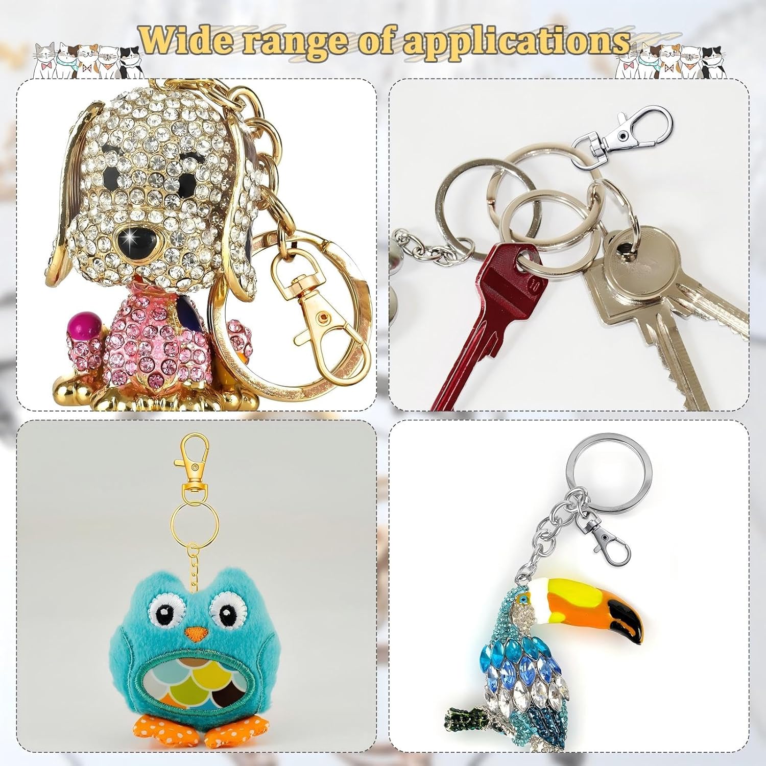 280 Pieces Key Chain Rings Kit Including 35 Pcs Swivel Lobster Clasp Keychain 35 Pcs Key Rings with Chains 210 Pieces Small Screw Eye Pins Hooks for DIY Crafts Set, 7 Colors - Image 4