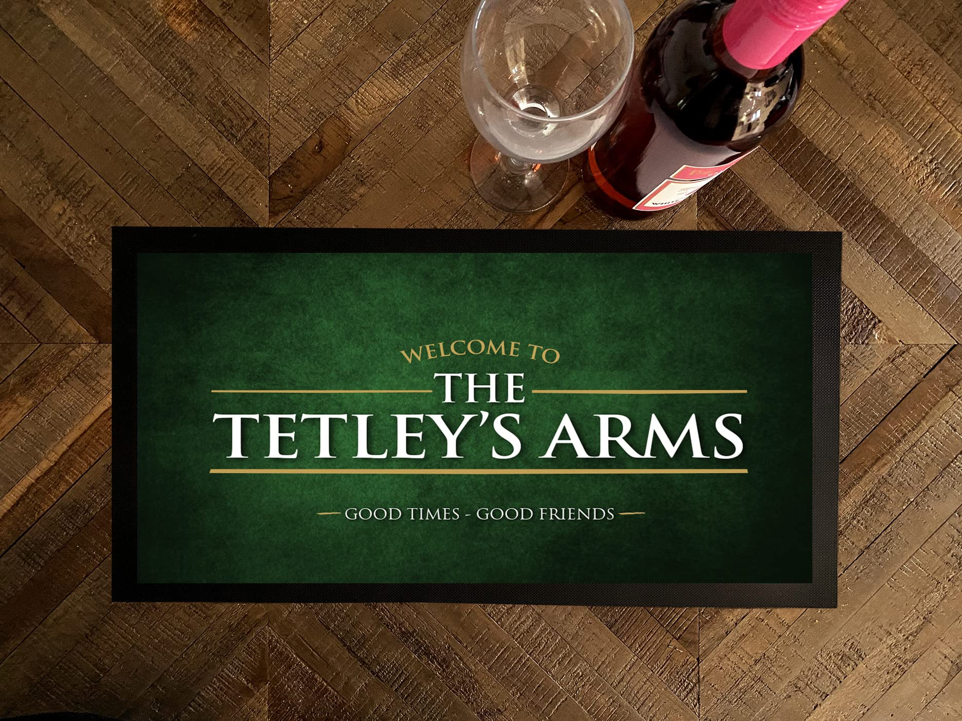 Personalised Bar mat - Any Name Bar - Green Grunge Bar Runner - Beer bar mat