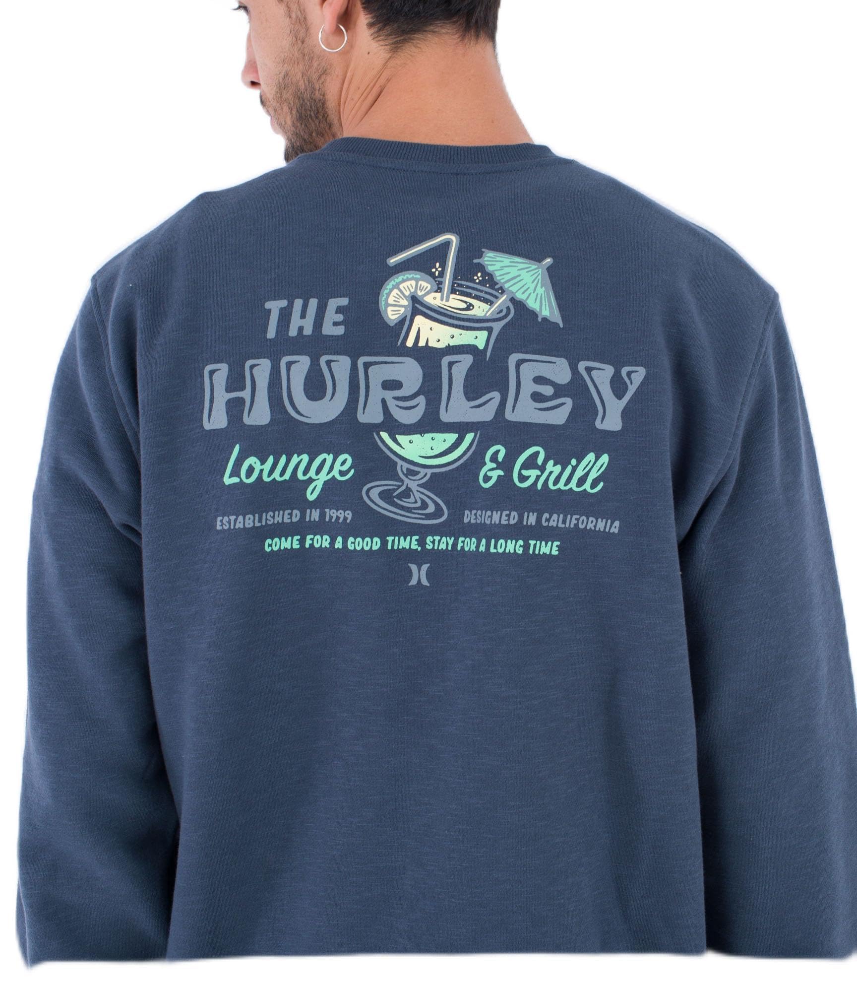Hurley Lounge Slub Fleece Crew Sweatshirt Men, Iron Ore, S
