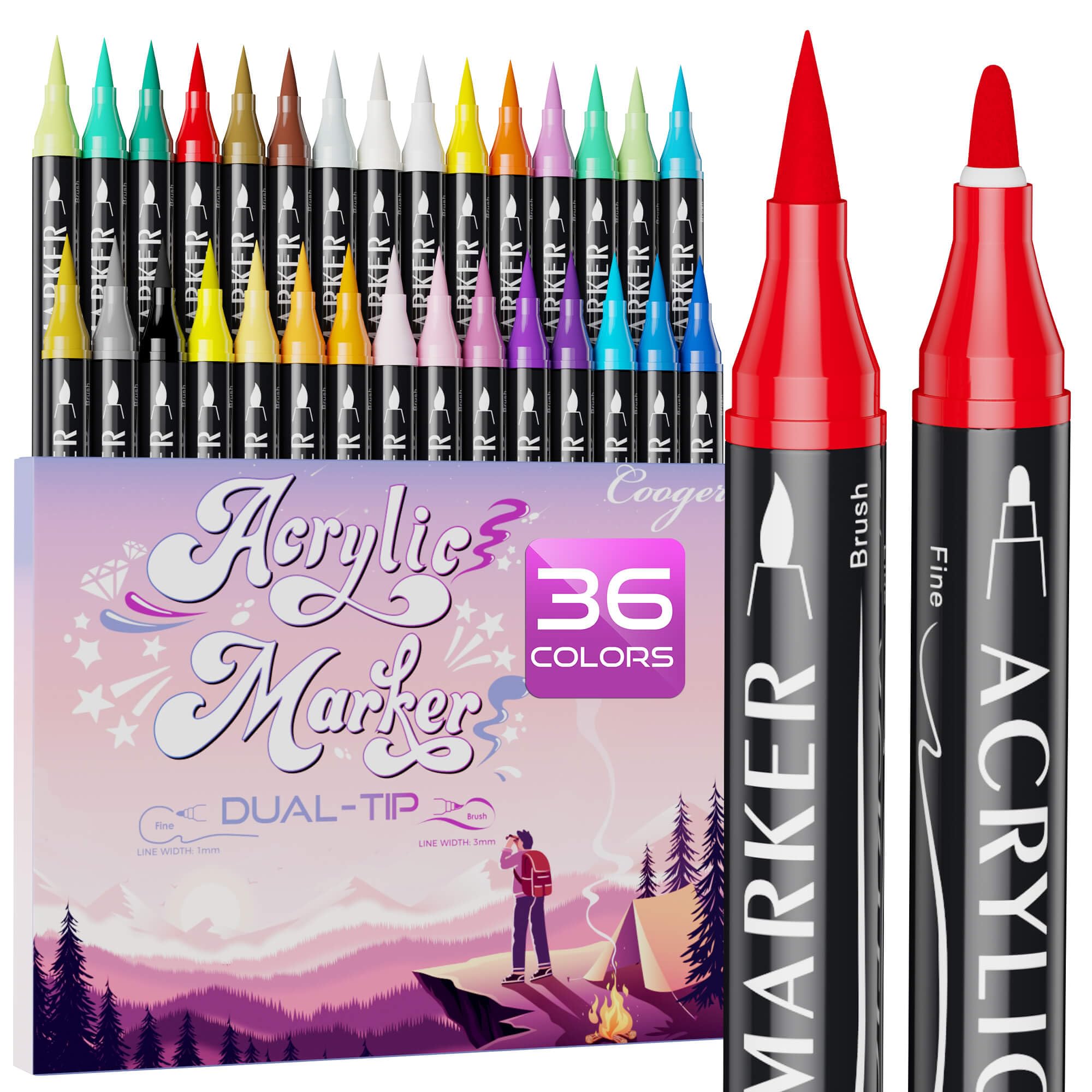 Coogert Acrylic Paint Markers - 30 Colors, Dual Tip -7 Coogert Acrylic Paint Markers - 30 Colors, Dual Tip -7