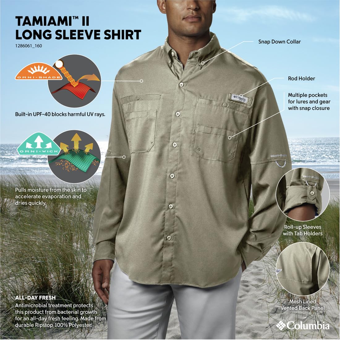 Columbia Men White Omni Wick Tamiami II Long Sleeve Hiking | Trekking | Camping | Safari Shirt, XL 1