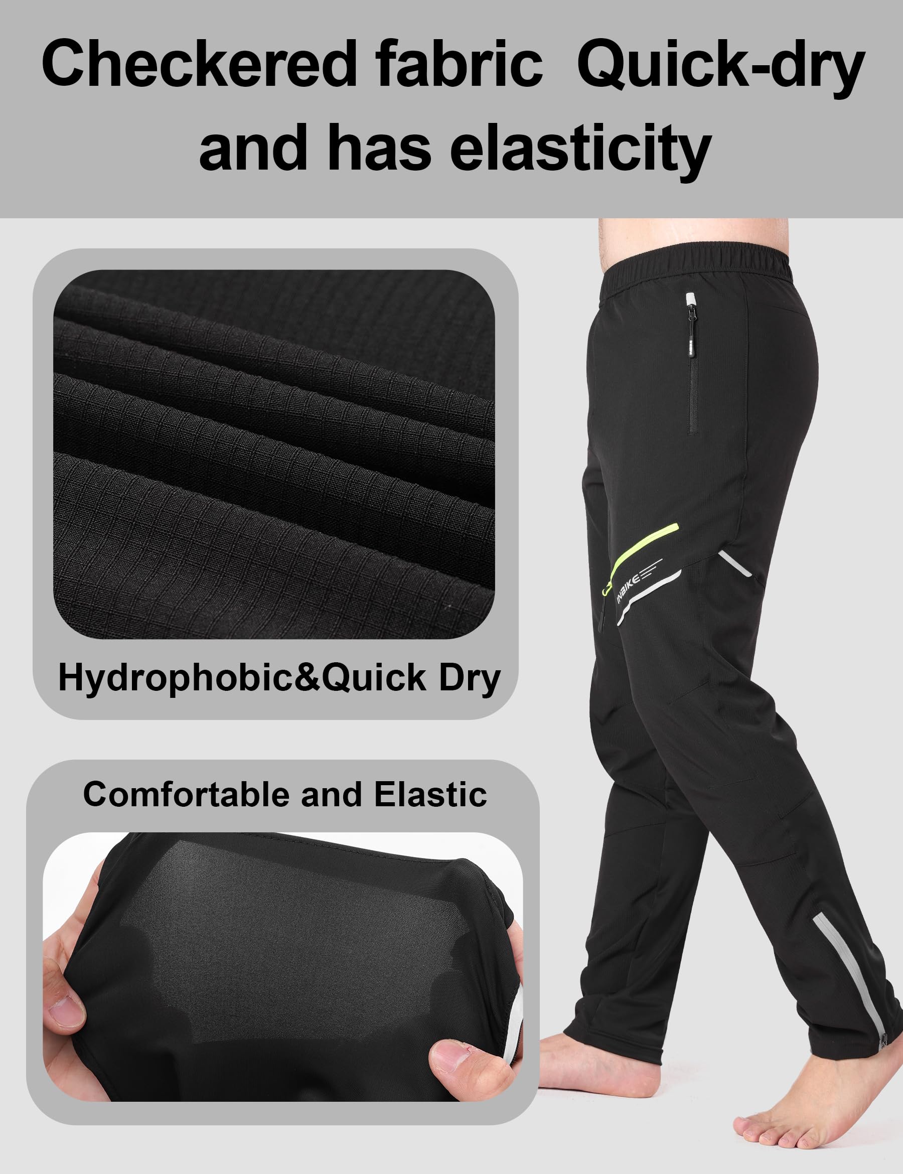 INBIKE Pantalon de Cyclisme Homme Respirant Élastique Pantalons Velo Softshell VTT Outdoor Pantalons de Sport Homme