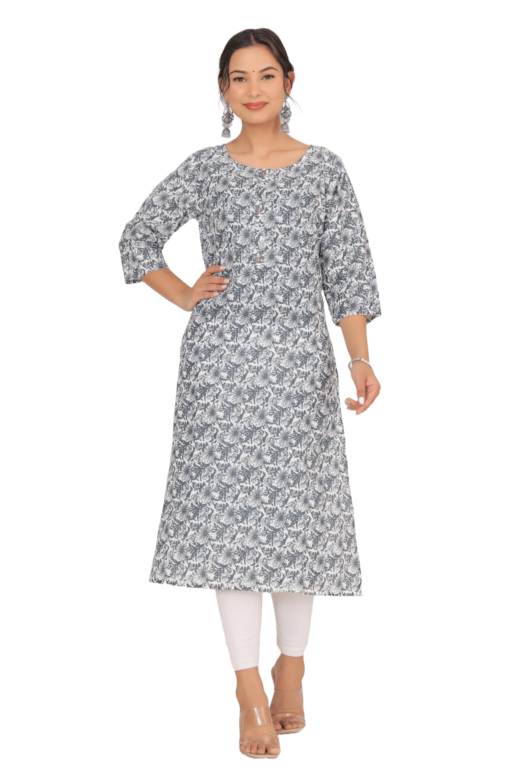 Adhishree trends Women's 100% Pure Cotton Full Printed Straight Kurti – Comfortable & Stylish Ethnic Wear