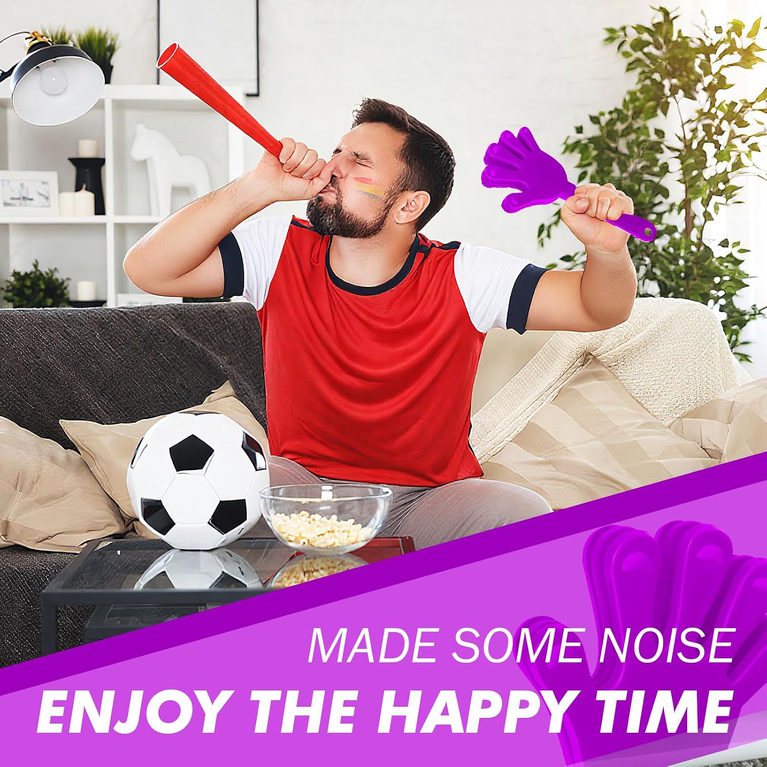100 Pcs Hand Clappers Noisemakers 7.5 Inch Clappers Noisemakers Plastic Hand Clappers for Birthdays Game Football Sporting Events Cheers Supplies Dance Basketball Football Noisemakers(Purple)