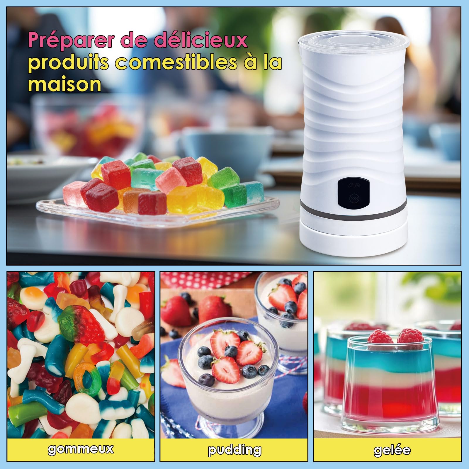 Mezclador para caramelos gelificados comestibles con infusión de caramelo gelificado, kit de fabricación de dulces gelificados, interior de acero inoxidable 304, mezclador de gummy