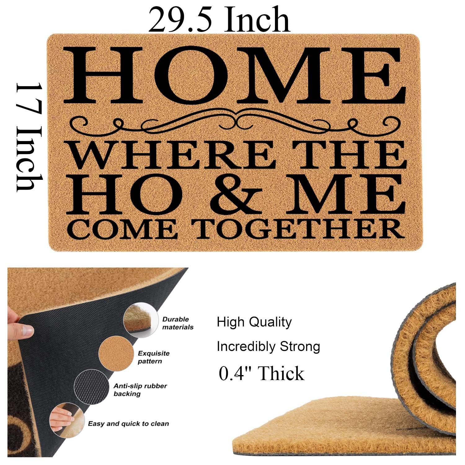 Lustige Fußmatte für Eingang, Außenbereich, mit robuster Veranda, Willkommens-Matten, Eingangsmatte, Hauseinweihung, Geschenkmatte, 74,9 x 43,2 cm (Home Where The Ho and Me Come Together)