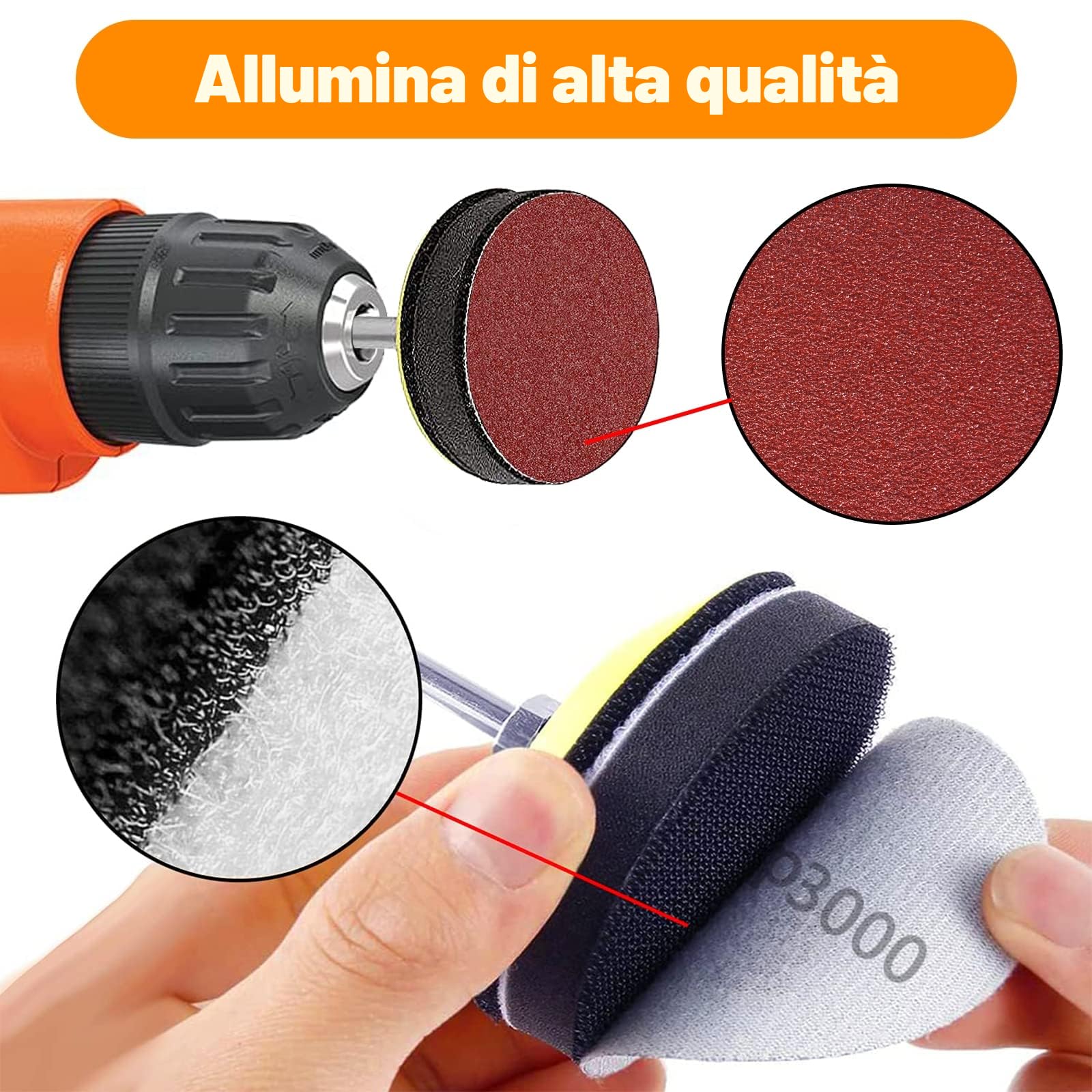 KONGMING 130 Pezzi Dischi Abrasivi 50mm Dischi Carta Abrasiva Grana 80 100 120 150 240 320 400 600 800 1000 1200 2000 3000 Kit di Levigatura Dischetti Abrasivi da 2 Pollici