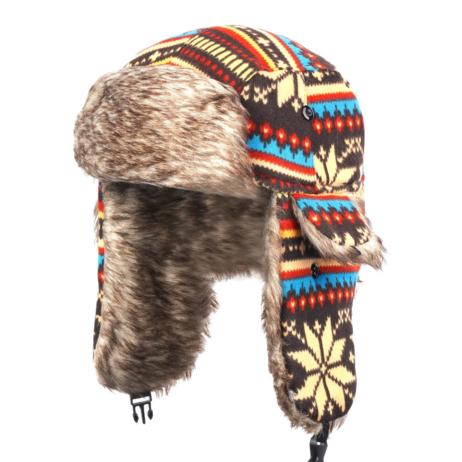 Bonnet Bombardier Coupe-Vent d'hiver pour Femme, Bonnet Russe Chaud avec Oreillette de Ski-Trappeuse