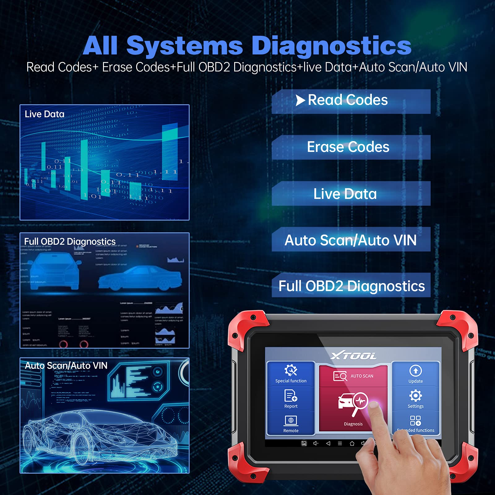 XTOOL D7 Automotive Diagnostic Scan Tool, 2022 Newest BiDirectional