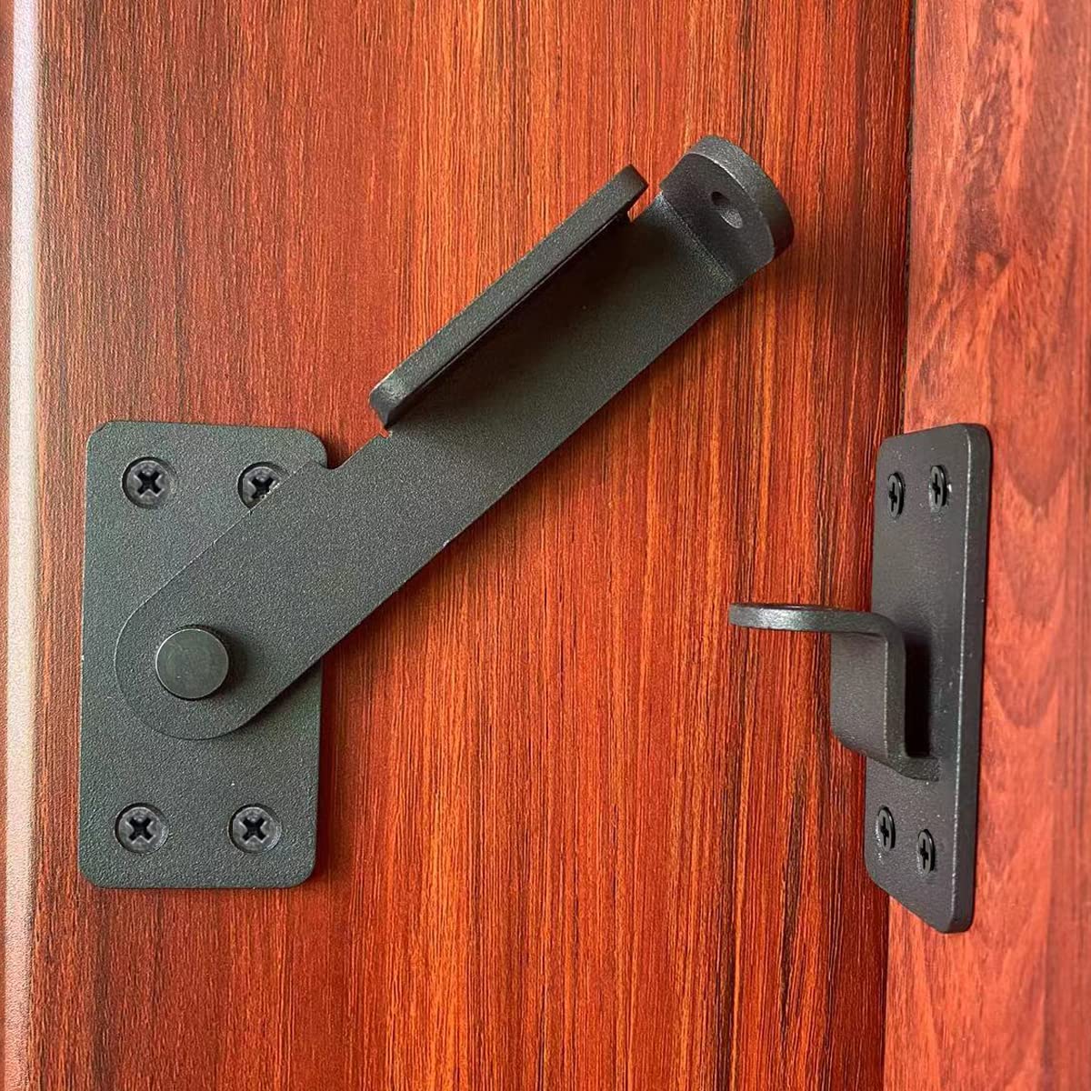 2 serrature a scatto, 90 gradi, resistente, con foro per lucchetto, serratura per porta di sicurezza, serratura per porta del fienile, adatta per recinzioni in legno, armadi, bagni, servizi