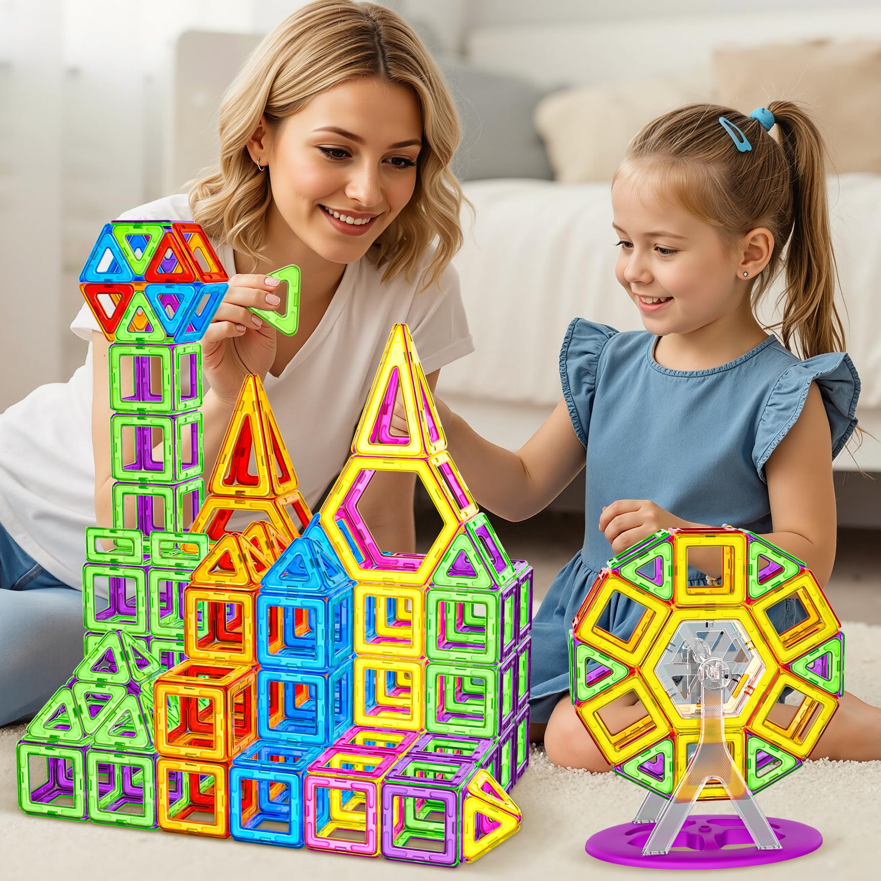 COOLJOYA Costruzioni Magnetiche 120 Pezzi, Costruzioni Magnetiche, Costruzioni per Bambini 3 Anni Magneti Bambini 3 4 5 6 7 8 Anni