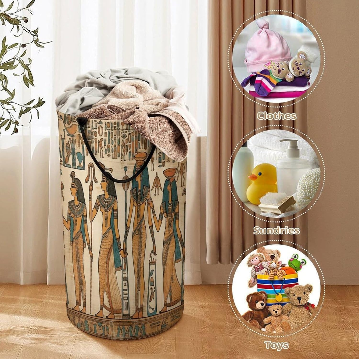 Women in Ancient Egypt Laundry Hamper Large Collapsible Laundry Basket with Handles Waterproof Clothes Hamper Portable Dirty Clothes Basket for Bedroom Laundry Room Closet Bathroom