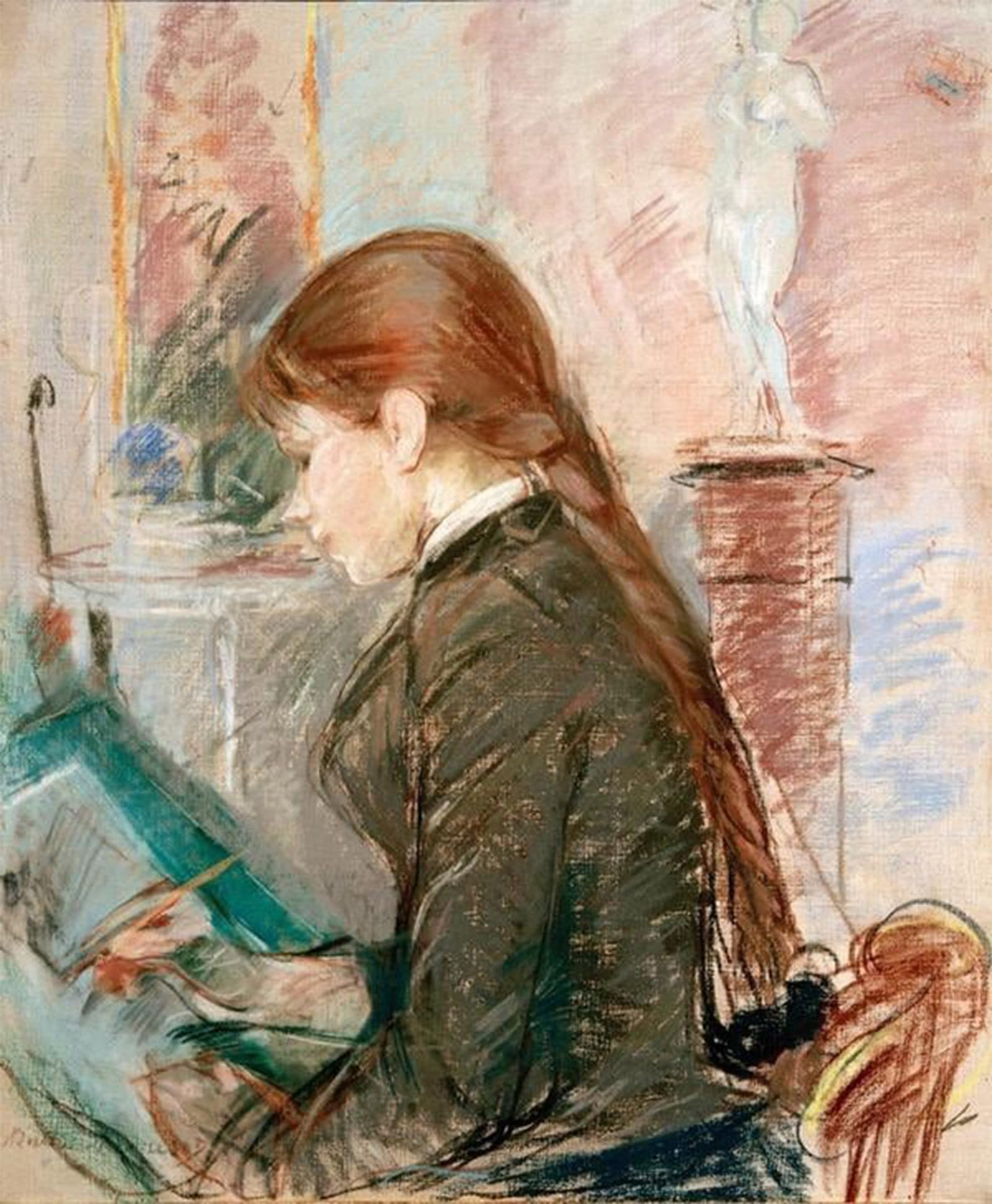 ARTXLXXBN Famous Prints Artwork Pictures Poster Painting Art Paule Gobillard Dessinant by Berthe Morisot Artwork Landscape Pictures for Home Decor 60x90cm