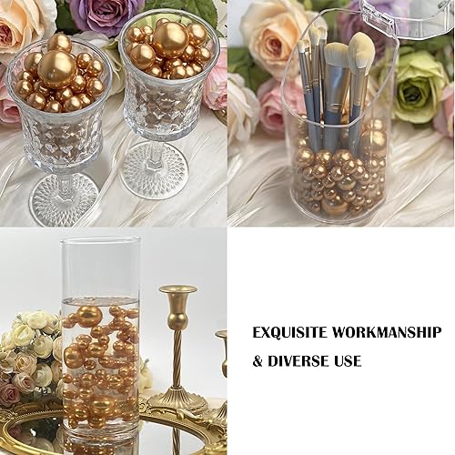 Miniatura 3 de Maiangel 120 piezas de jarrón de perlas sintéticas, jarrón de perlas de maquillaje, sin agujero, cuentas de perlas brillantes de varios tamaños,