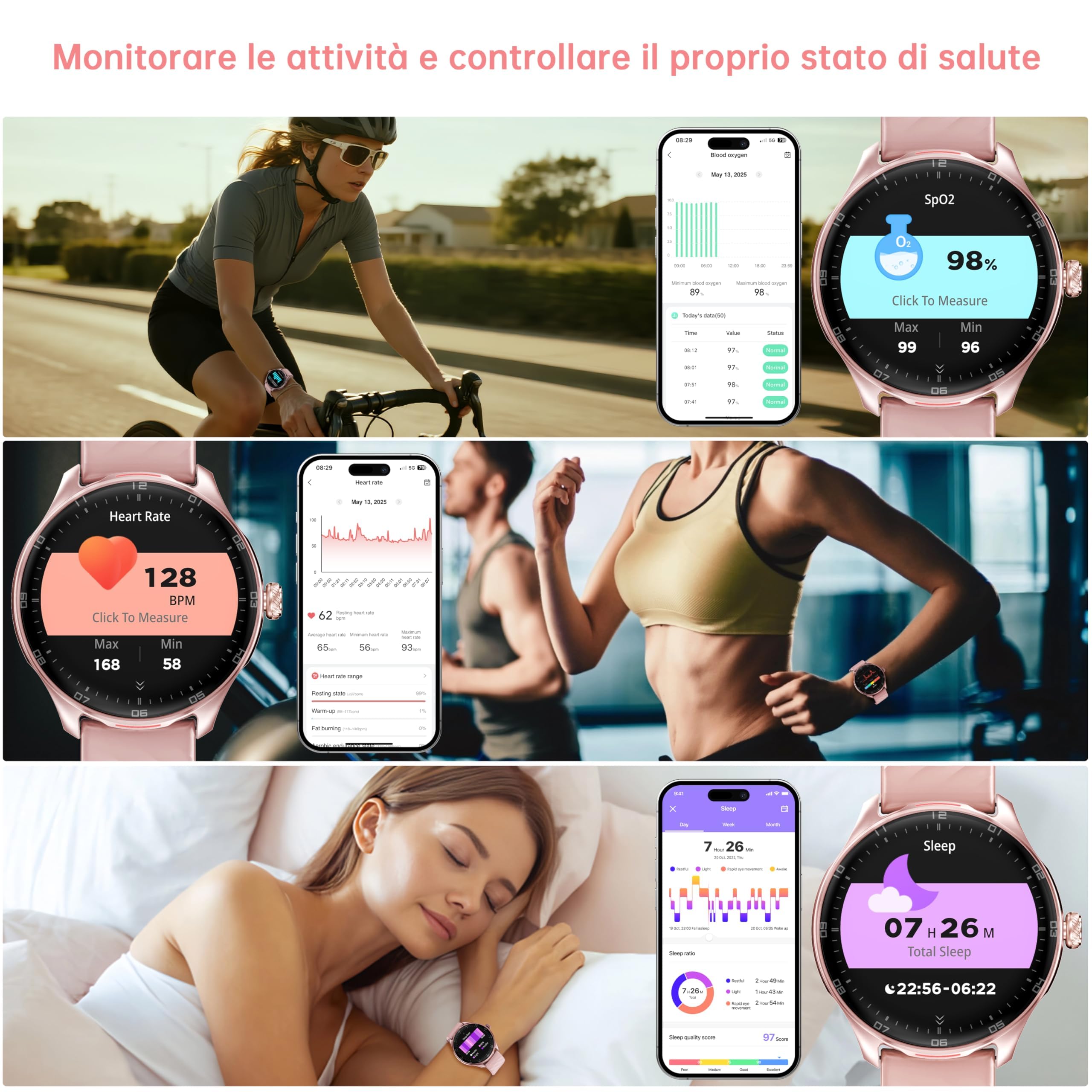 OUKITEL Smartwatch Donna Uomo, 1.39" Orologio Smartwatch con Effettua/Risposta Chiamate, 100+Modalità Sportive Impermeabile IP68, Smart Watch con Monitoraggio del Sonno/SpO2/Contapassi per IOS/Android