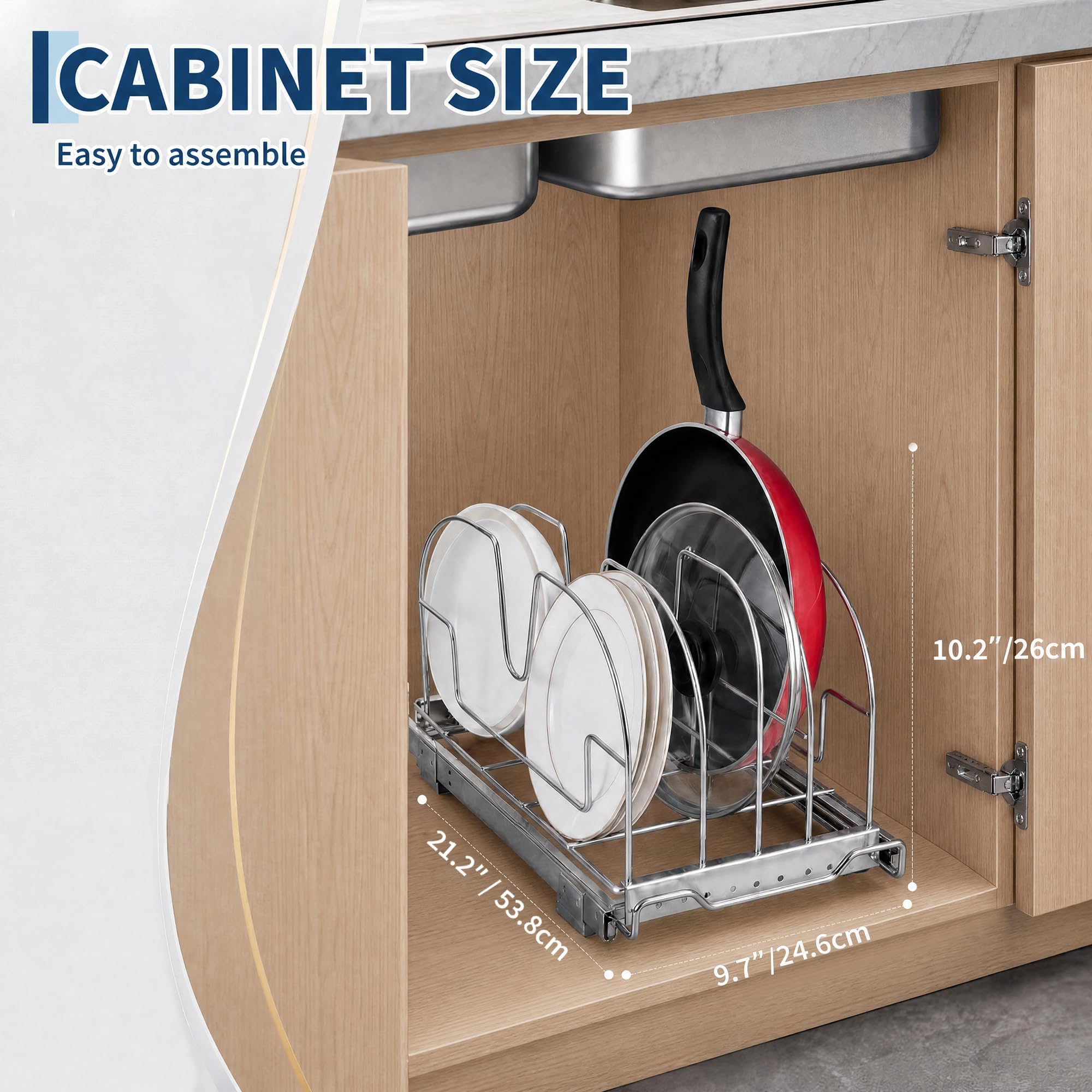 21" estraibile Chrome Cabinet Organizer, resistente scorrevole scaffale di