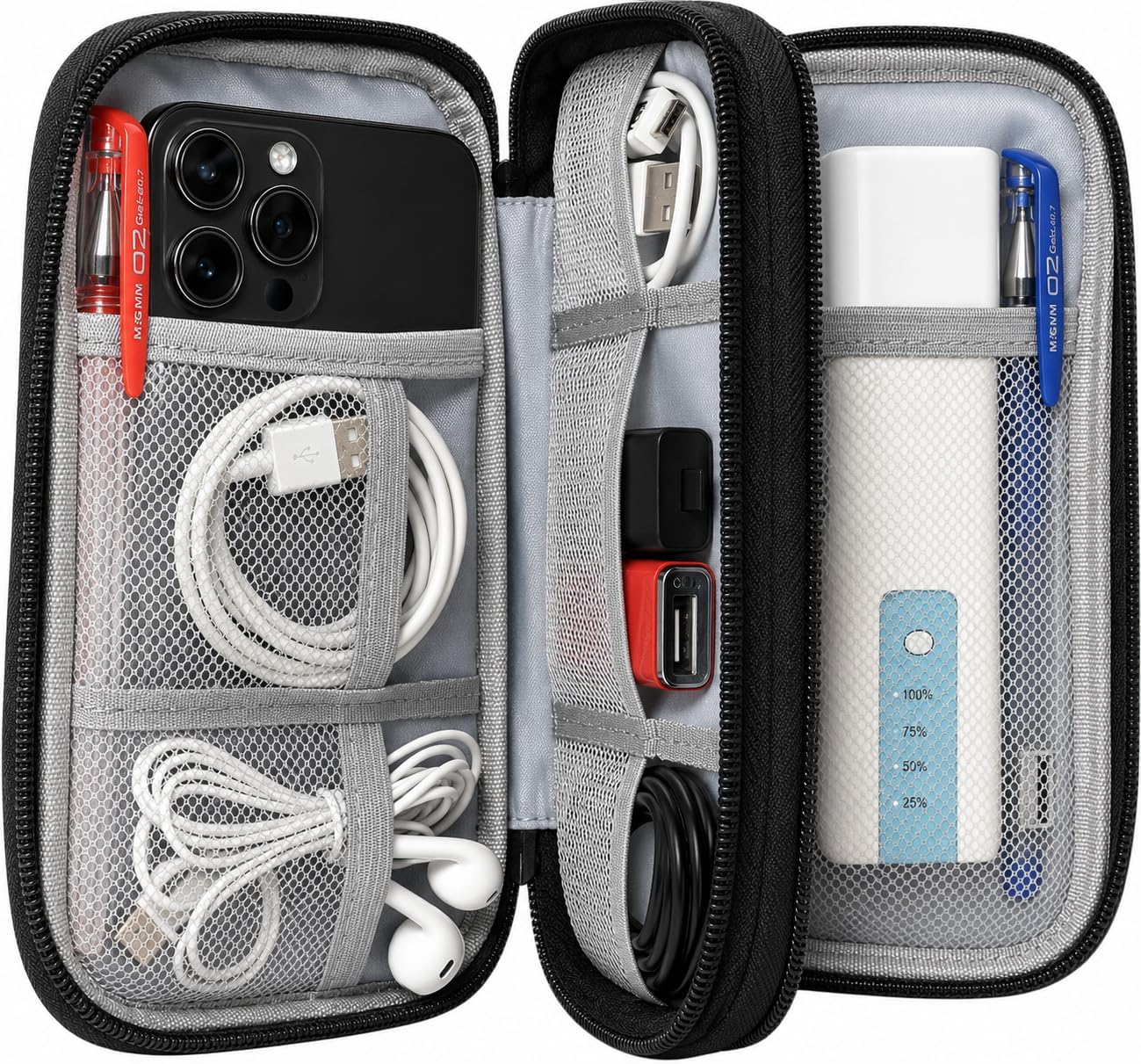 travel tech organizer bag for men & women, gadget organizer pouch for cables, chargers, power bank, ssd, hdd, pendrive & electronic accessories, portable storage case