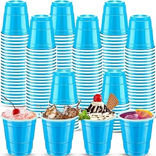 120 pcs Lake Blue Plastic Shot Glasses blue shot cups 2 oz Gender Reveal shot glasses disposable for drinking Tastings served Snacks Jello Tastings and Samples