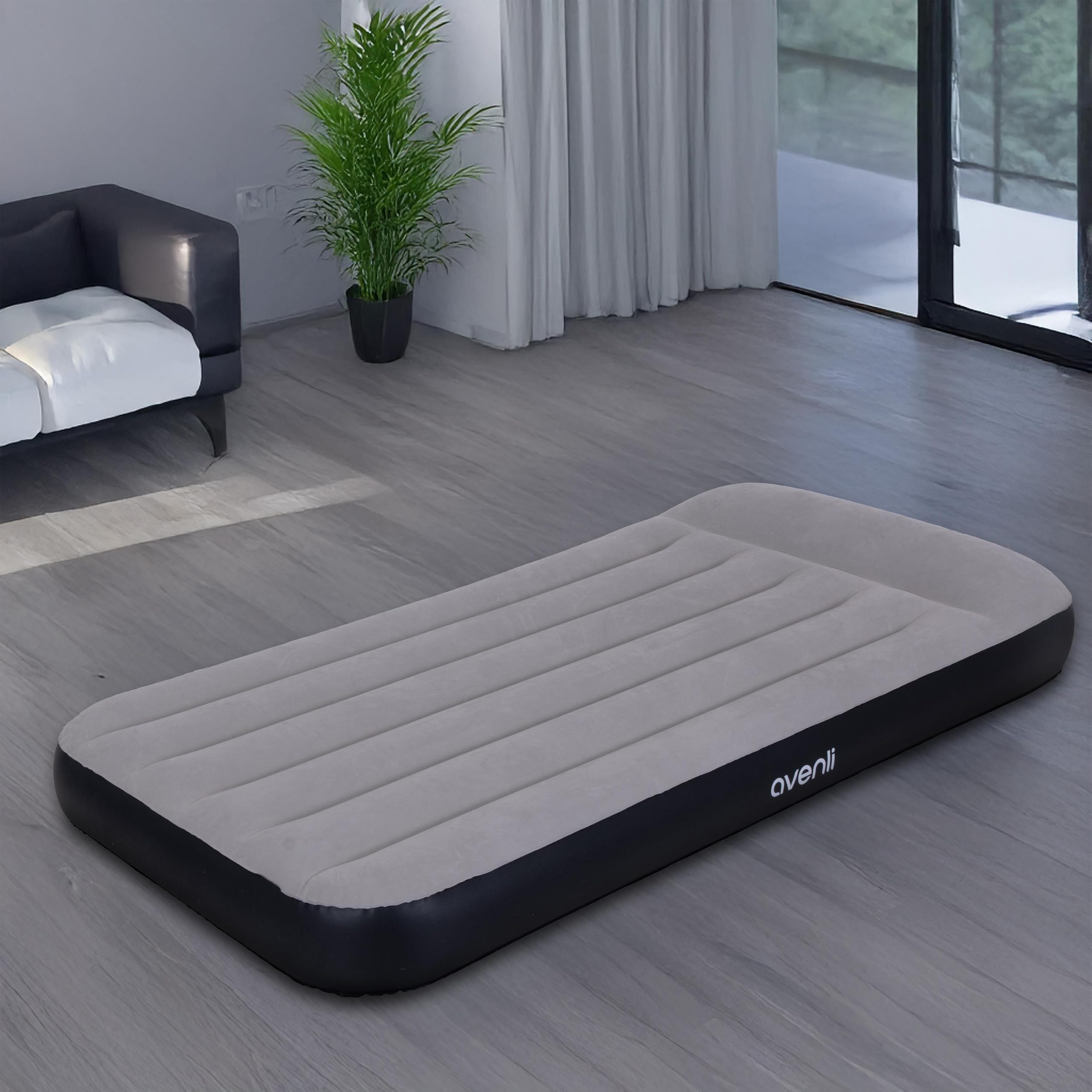 AVENLI Luftmatratze selbstaufblasend Twin-Size 191x99x30 cm, 1 Person, Coil-Beam, selbstaufblasend, bis 100 kg, grau, Camping Gästebett Outdoor – aufblasbare Matratze für 1 Person