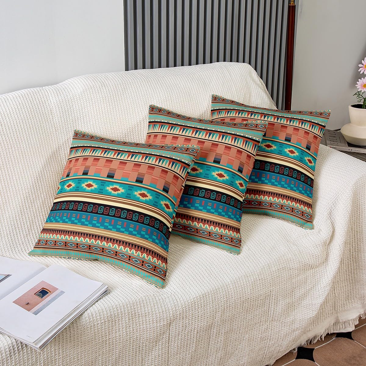 KZQ Set Di 2 Federe Per Cuscini Decorativi In Cotone E Poliestere Quadrate A Righe Gialle E Bianche 18 X 18 Pollici Per La Casa Camera Da Letto Letto E Divano 88862987