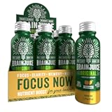 Brain Support Shot, Gluten Free Supplement Shots for Energy & Focus, Healthy Drinks with Alpha GPC, Vitamin B & Organic Green Tea Extract Caffeine, Peach Mango, 2.5 fl oz, 12 Pack