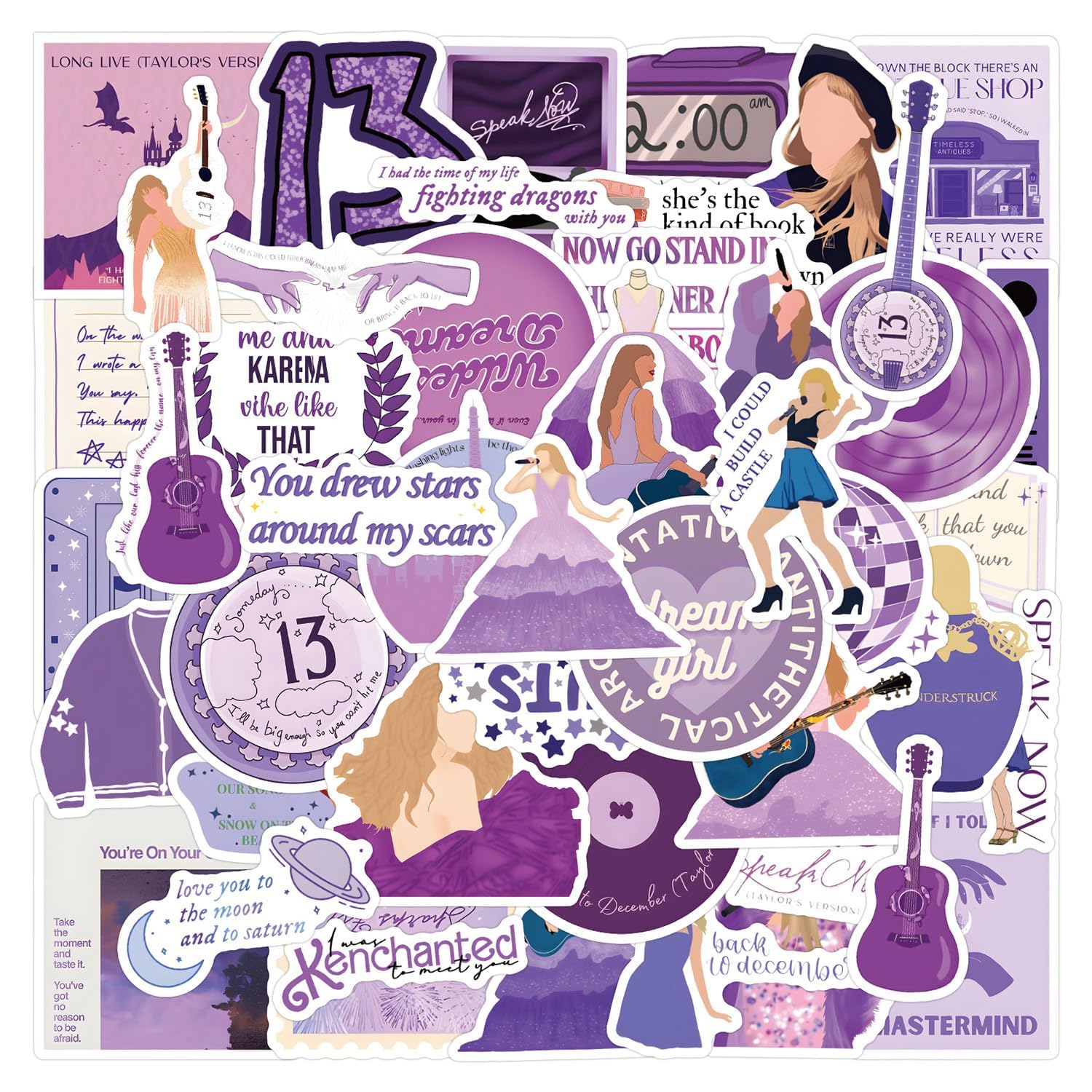 Taylor Individual Singer Stickers for Fans, Purple Waterproof Stickers, Water Bottle Stickers Cute Vinyl Stickers, Scrapbooking Phone Skateboard Laptop Stickers, Stickers for Teens Girls Kids(60PCS)