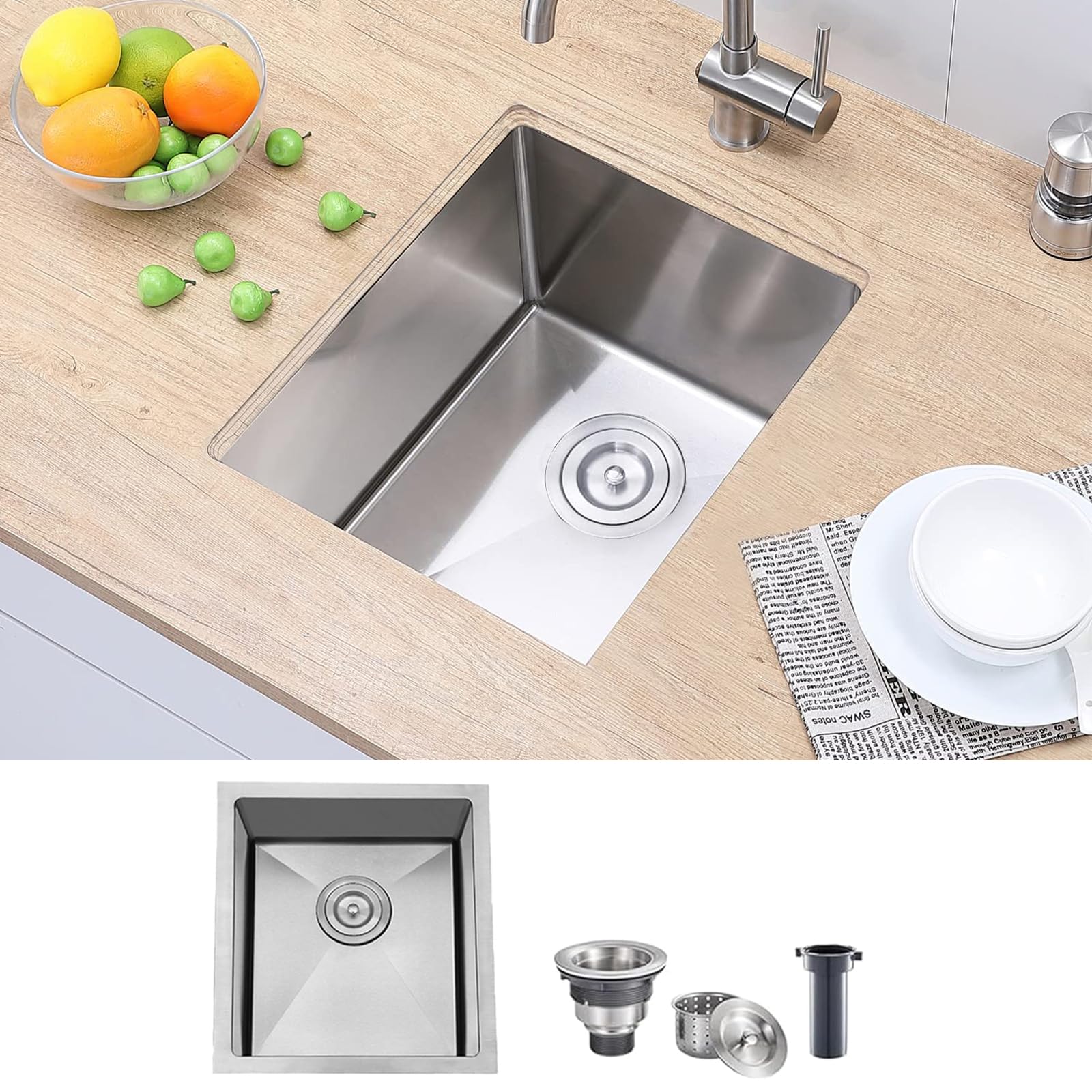 Hotis 15" x 17" Undermount Bar Sink