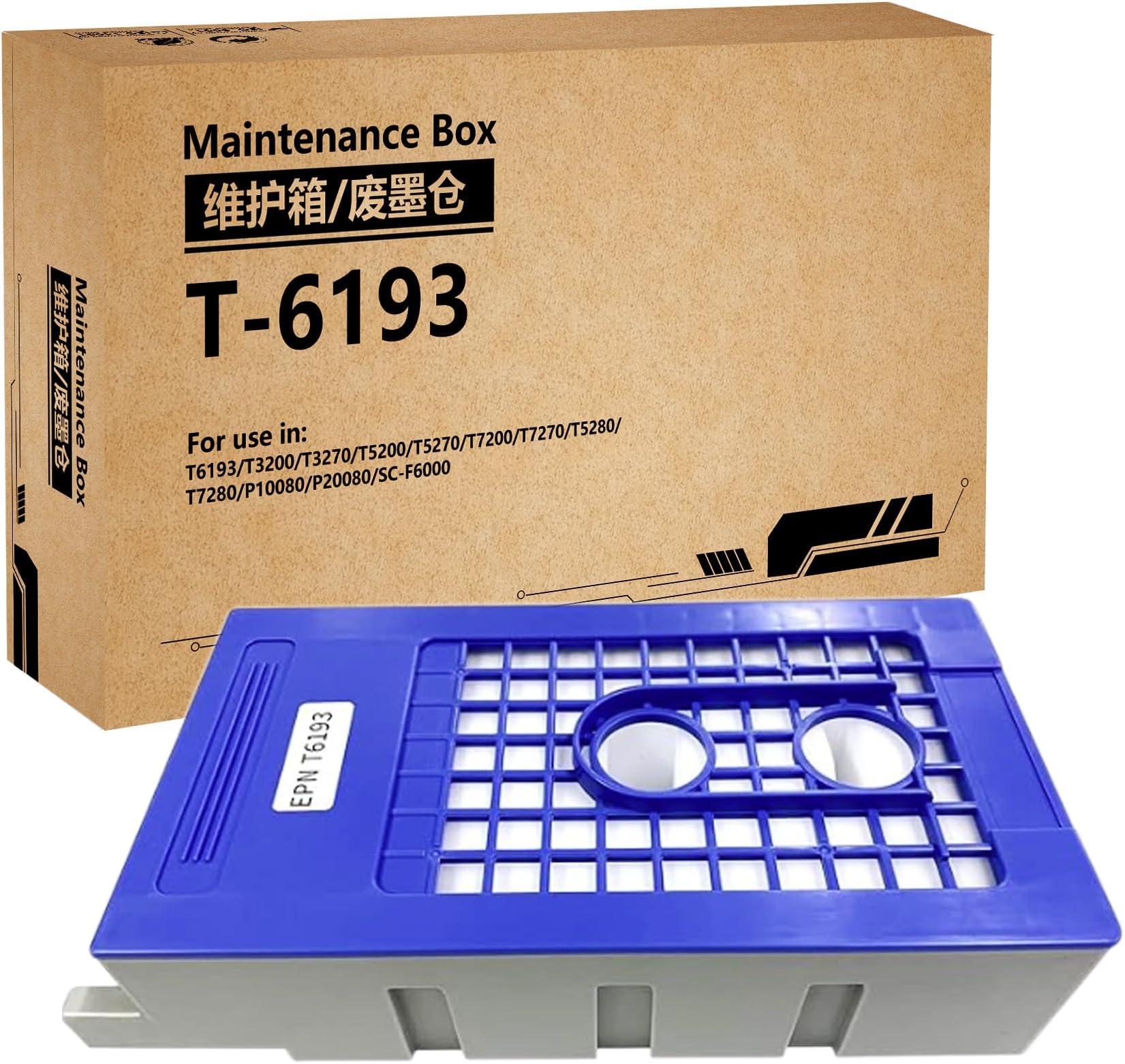 T6193 C13T619300 Ink Maintenance Box Compatible with SureColor T3000 T5000 T7000 T3200 T5200 T7200 T3080 T5080 T7080 F6000 T3200D T5200D T7200D T7200 T3270 T5270 T7270 Printer