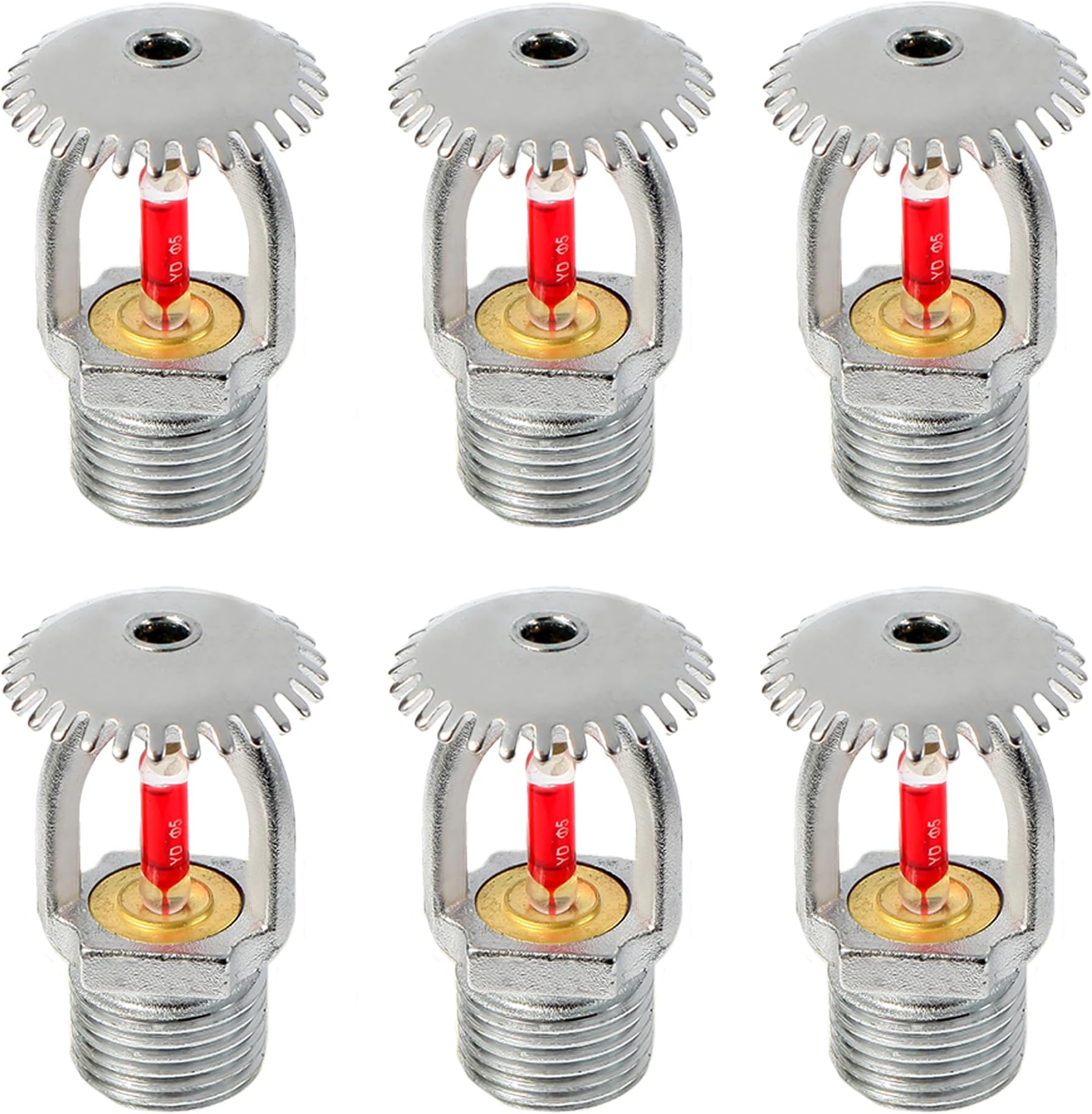 5 Pcs Fire Sprinkler Head, 1/2 Inch 155℉ Upright Sprinklers K80 Water Spray Up 68°C Quick Response 1/2 NPT Thread for Home/Commerical/Residential Replacement (Upright Type)