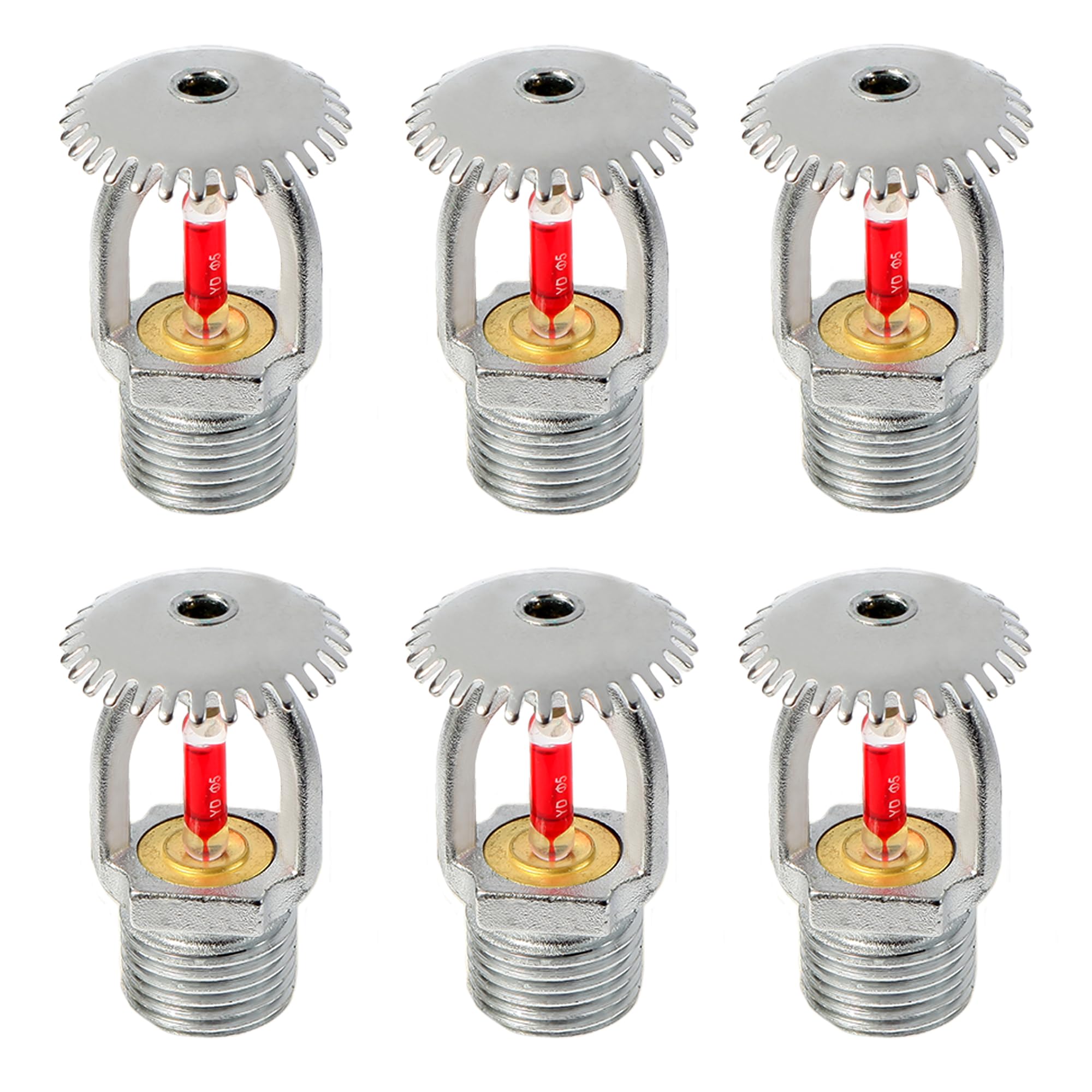 5pc Fire Sprinkler Head, 1/2 Inch 155℉ Upright Sprinklers K80 Water Spray Up 68°C Quick Response 1/2 NPT Thread for Home/Commerical/Residential Replacement (Upright Type)