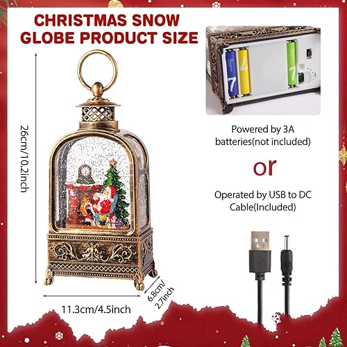Miniatura 2 de Globo de nieve de Papá Noel de Navidad, luces musicales de globo de nieve con temporizador de 6 horas y alimentado por USB, globos de nieve con