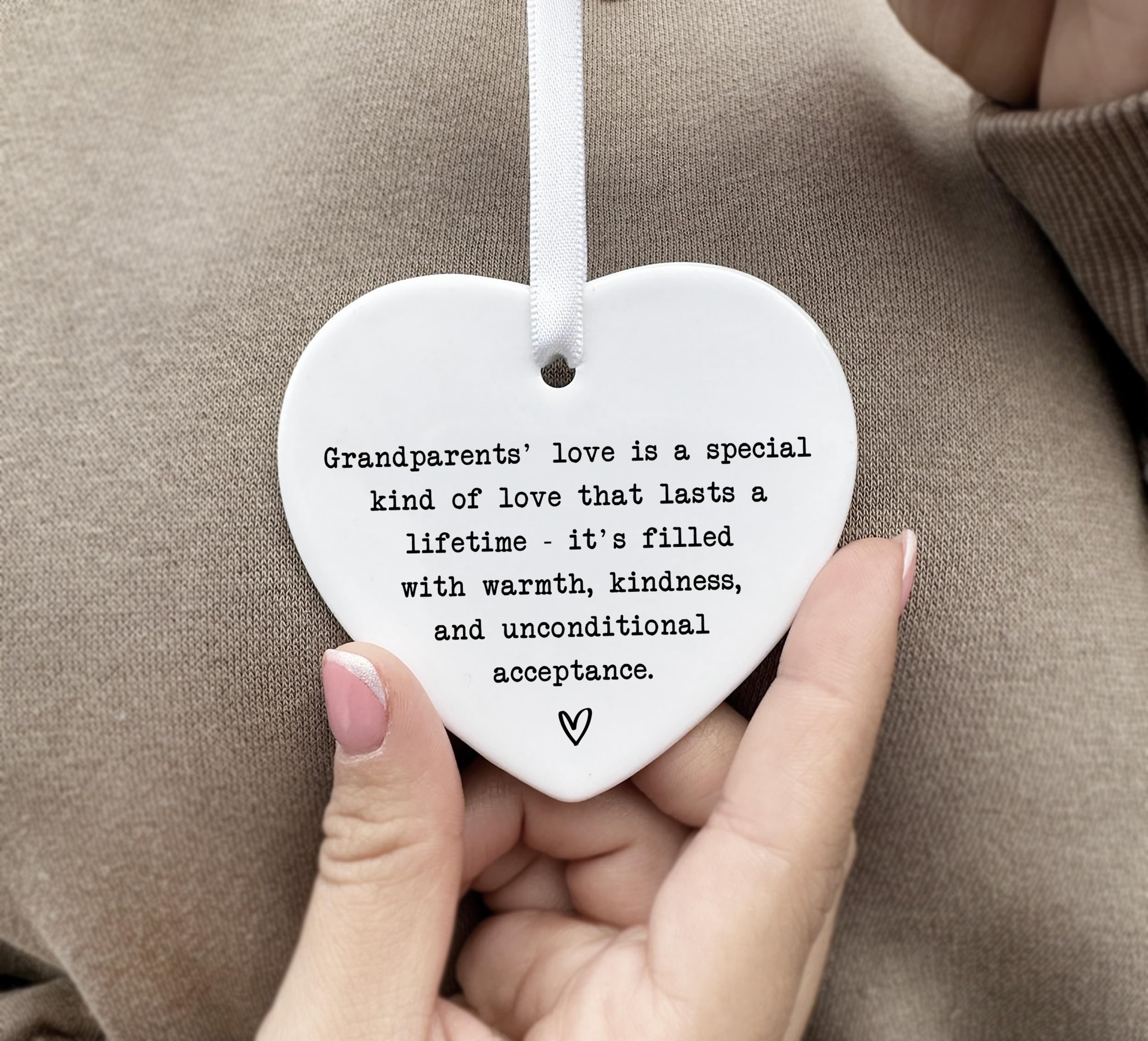 Grandparents Ceramic Heart Keepsake - Grandparents Love Gift - Thoughtful Hanging Ornament for Grandma & Grandad - 8cm x 7cm - Image 3