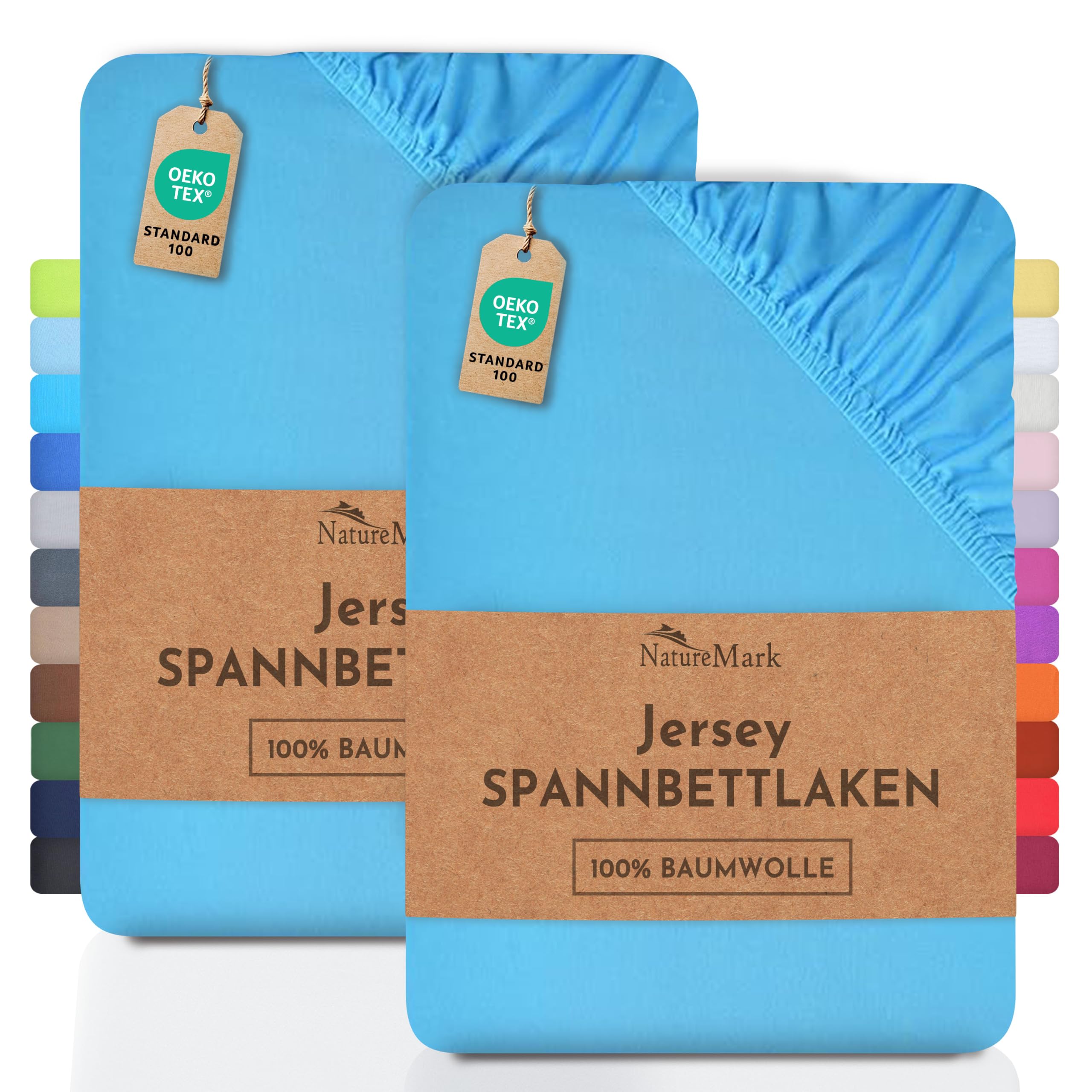 2 Jersey Spannbettlaken Spannbetttuch Baumwolle Qualität Ökotex Standard 100