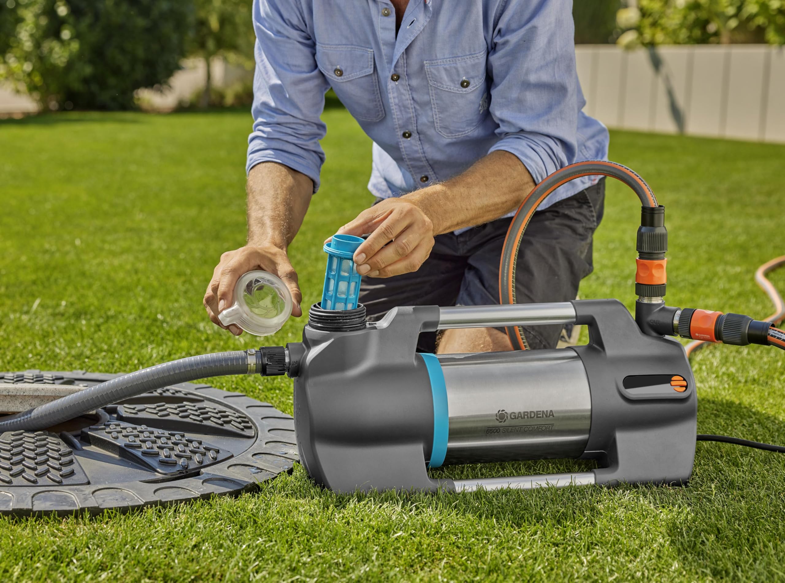 Gardena Pompa da Giardino SilentComfort: Portata 6.500 l/h, Extra Silenziosa, Controllo su App via Bluetooth, Protezione da Funzionamento a Secco (9059-20)