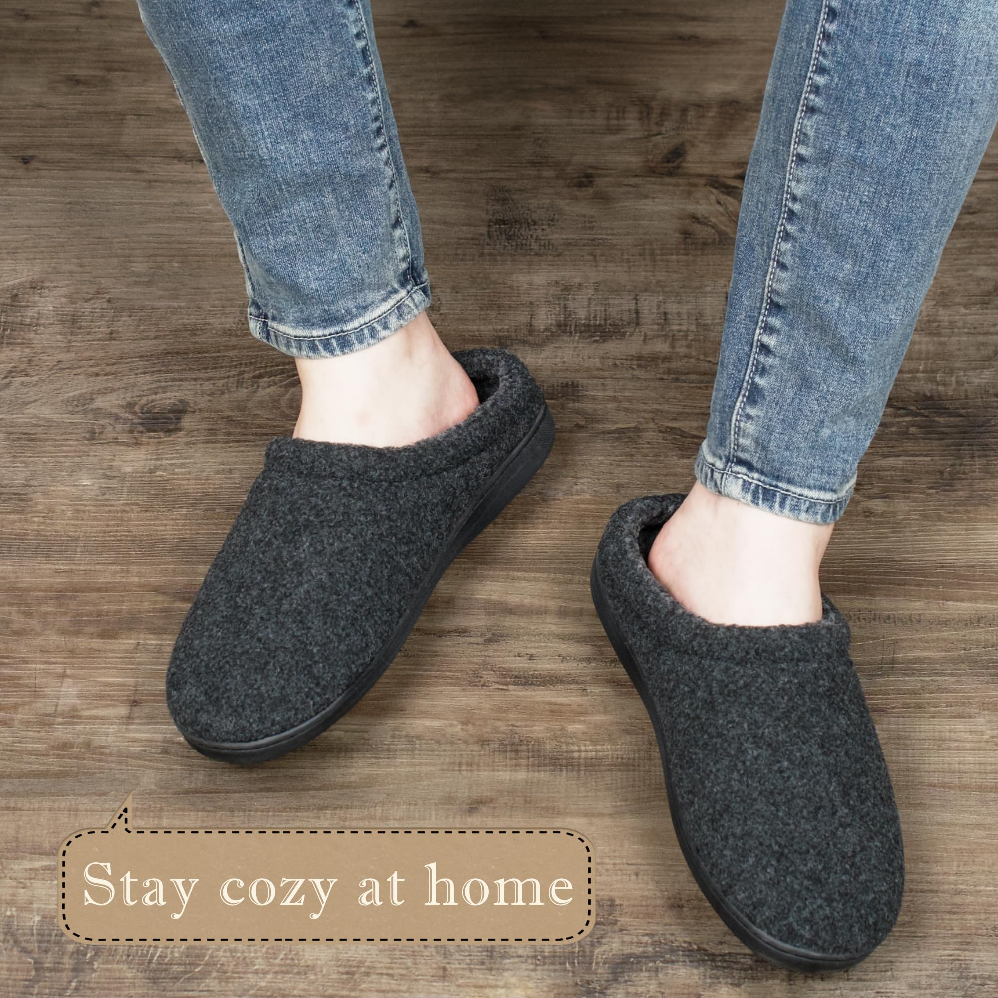 Men’s Slippers Indoor Outdoor, Warm House Shoes for Men with Plush Lining and Non-Slip Sole, Cozy Winter Comfort Footwear Size 7-14