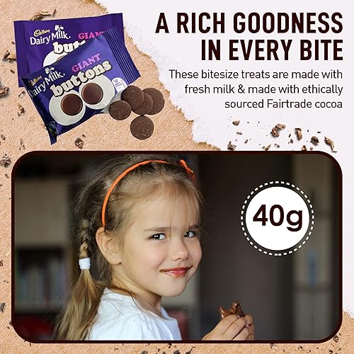 Miniatura 4 de Zuvo Cadbury - Caja de chocolate con botones gigantes, 1.41 onzas, bolsas de delicioso chocolate Cadbury en una caja de regalo única y un chocolate