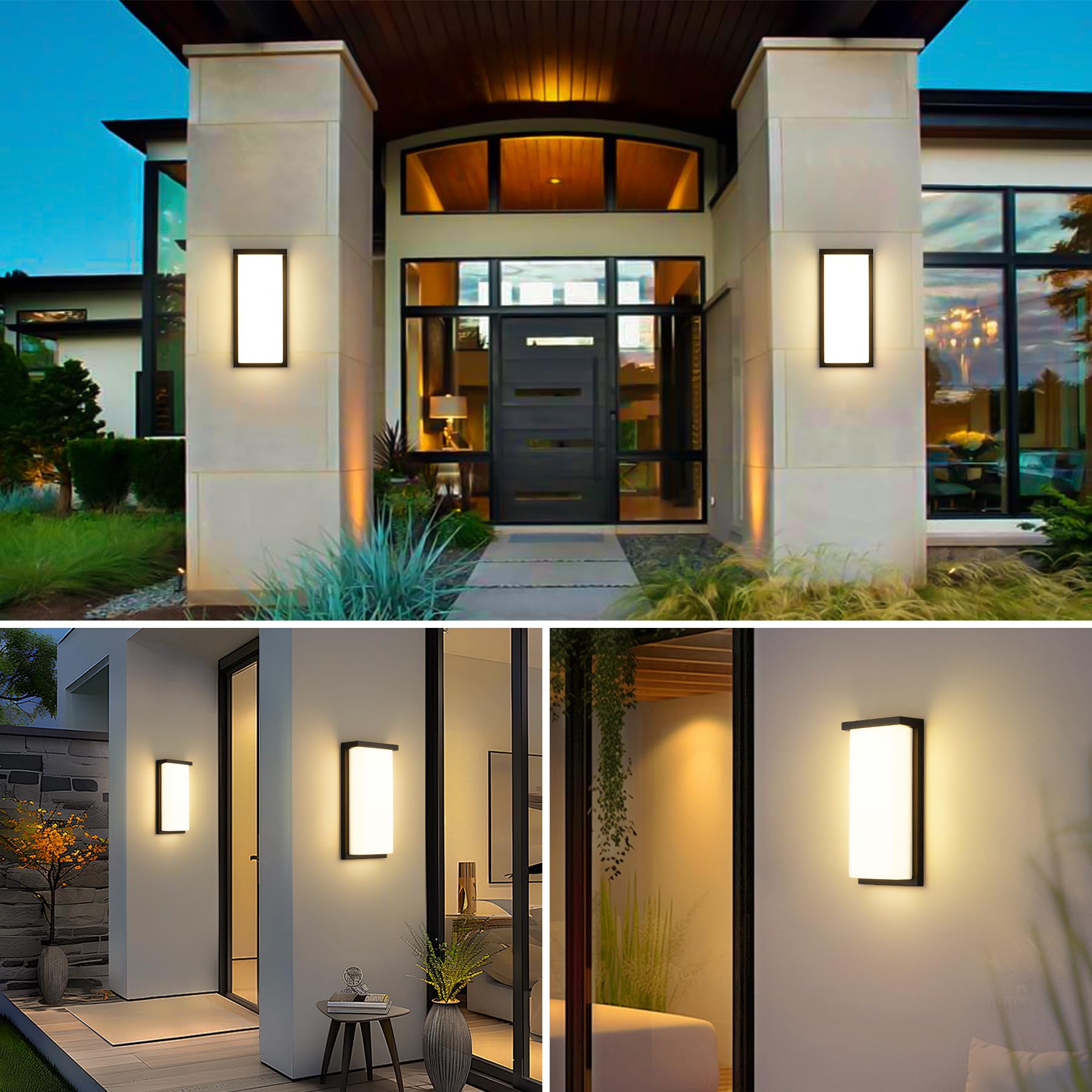 LED Wandleuchte Aussen Innen 32W,Außenleuchte Aussenlampe Wand IP65 wasserdichte,Aluminium Modern Außenwandleuchte 3000K Warmweiß Aussenleuchte,Wandlampe Außen für Terrasse Eingang Garten Balkon Flur