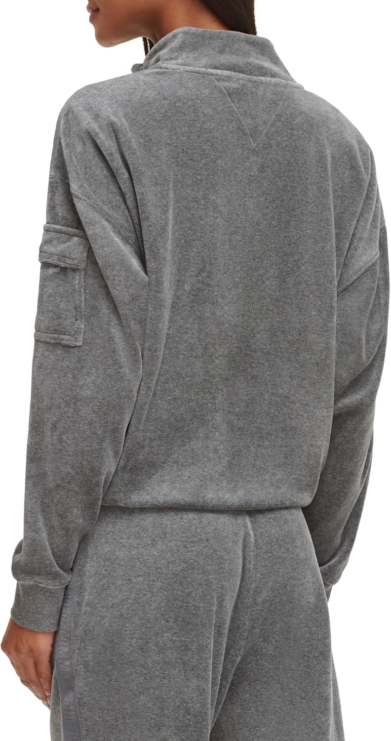Tommy Hilfiger womens Quarter Zip Velour Pullover Sweatshirt - Image 4