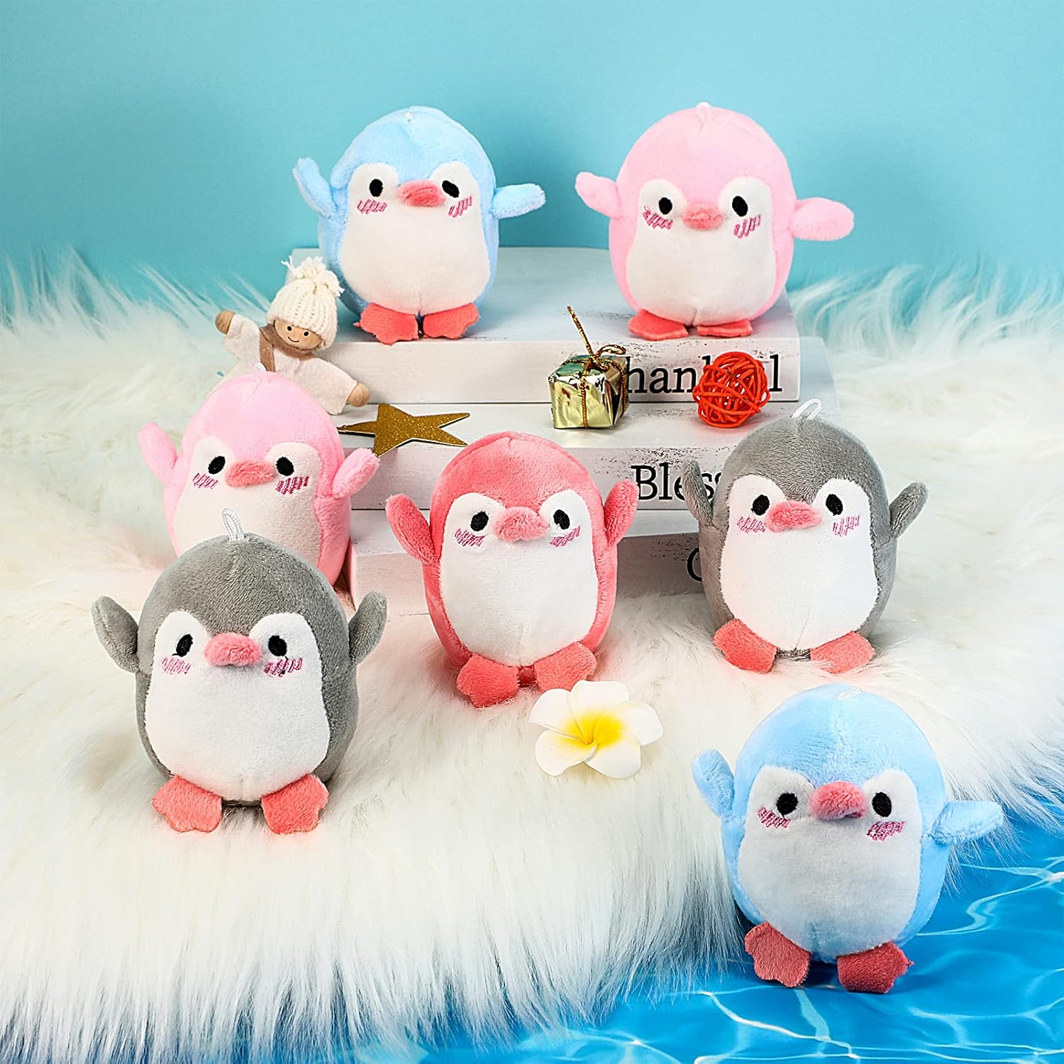 Kasyat 12 Pcs Mini Plush Penguin Stuffed Animals Penguin Keychains Bulk for Mother's Day, Cute Small Baby Toys Doll Keyholder Bag Pendant Birthday Party Favor for Boys Girls Gifts(Likable Style)