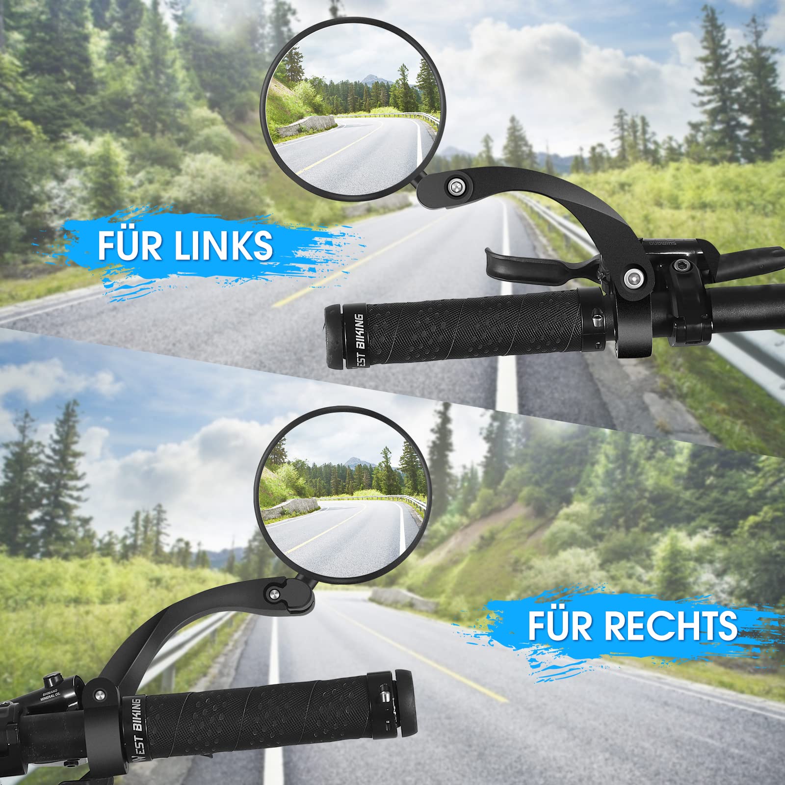 Lusterko rowerowe na kierownicę, 18-26 mm, HD obracane o 360 stopni, bezpieczne lusterko wsteczne, uniwersalne lusterko na kierownicę, do rowerów elektrycznych, MTB, wózków inwalidzkich,